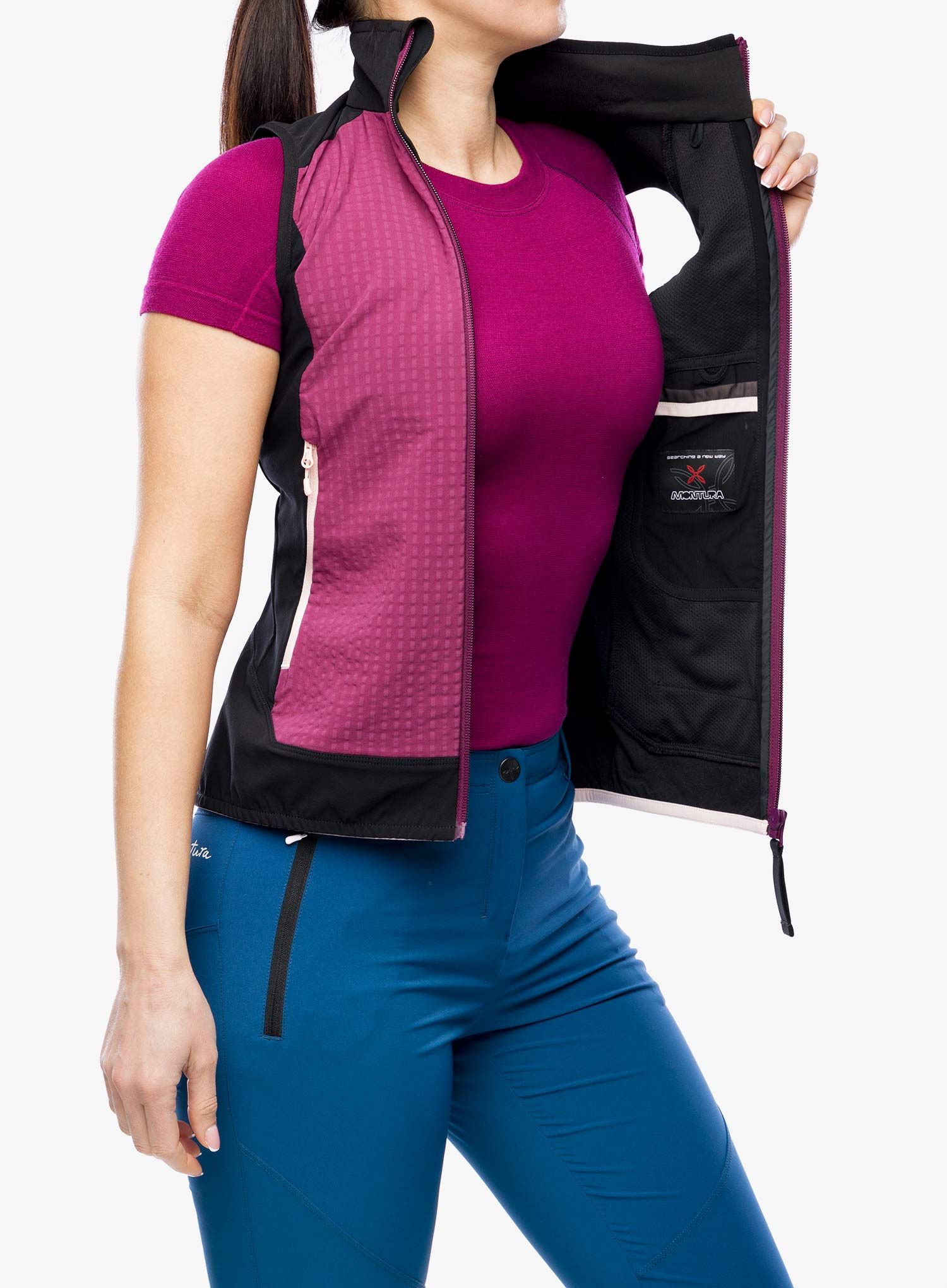 Ženski brezrokavnik Montura Wind Revolution Vest - wine red/light rose