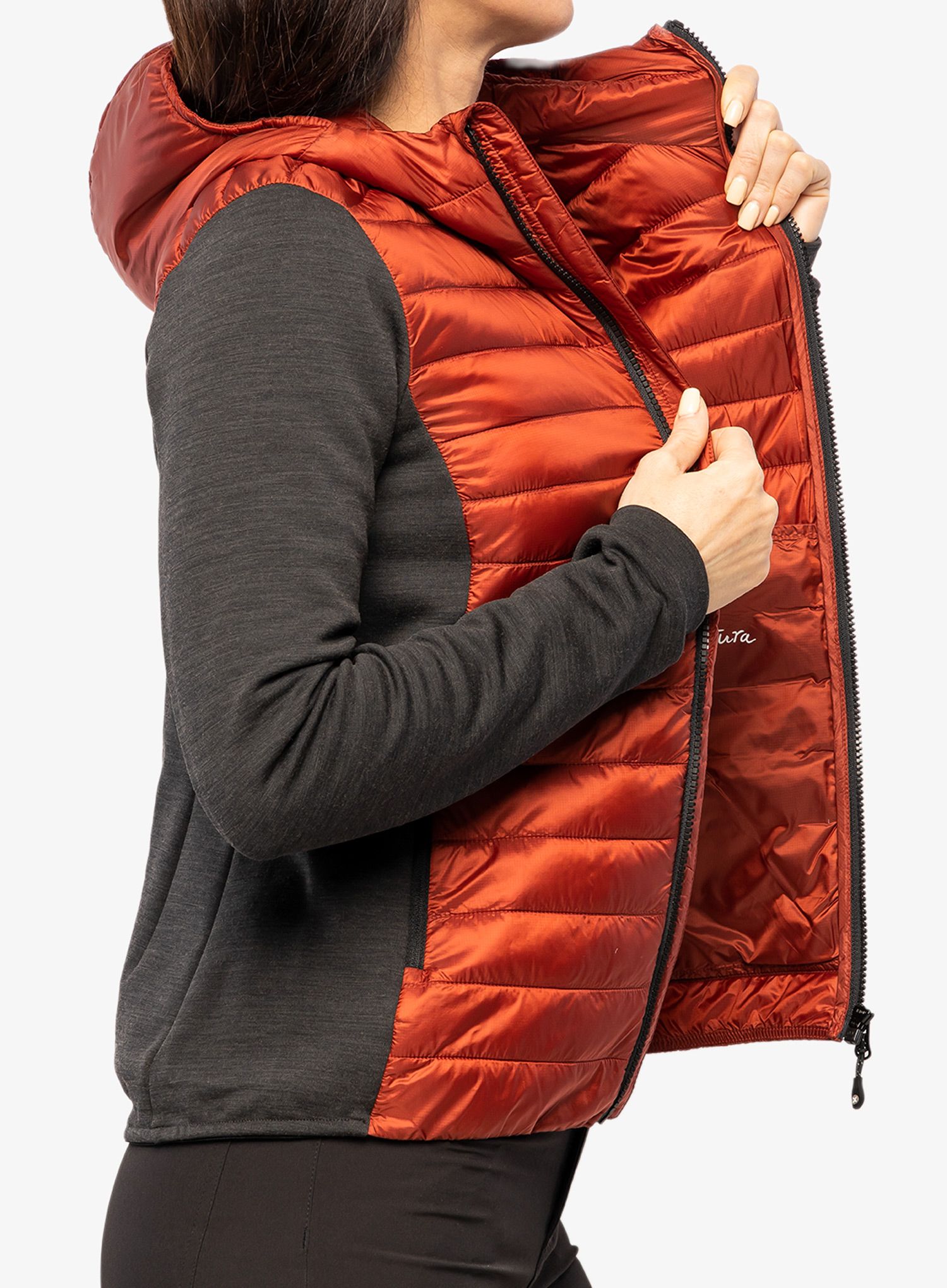Ženska hibridna jakna Montura Wool Essential Hoody Jacket - tabacco