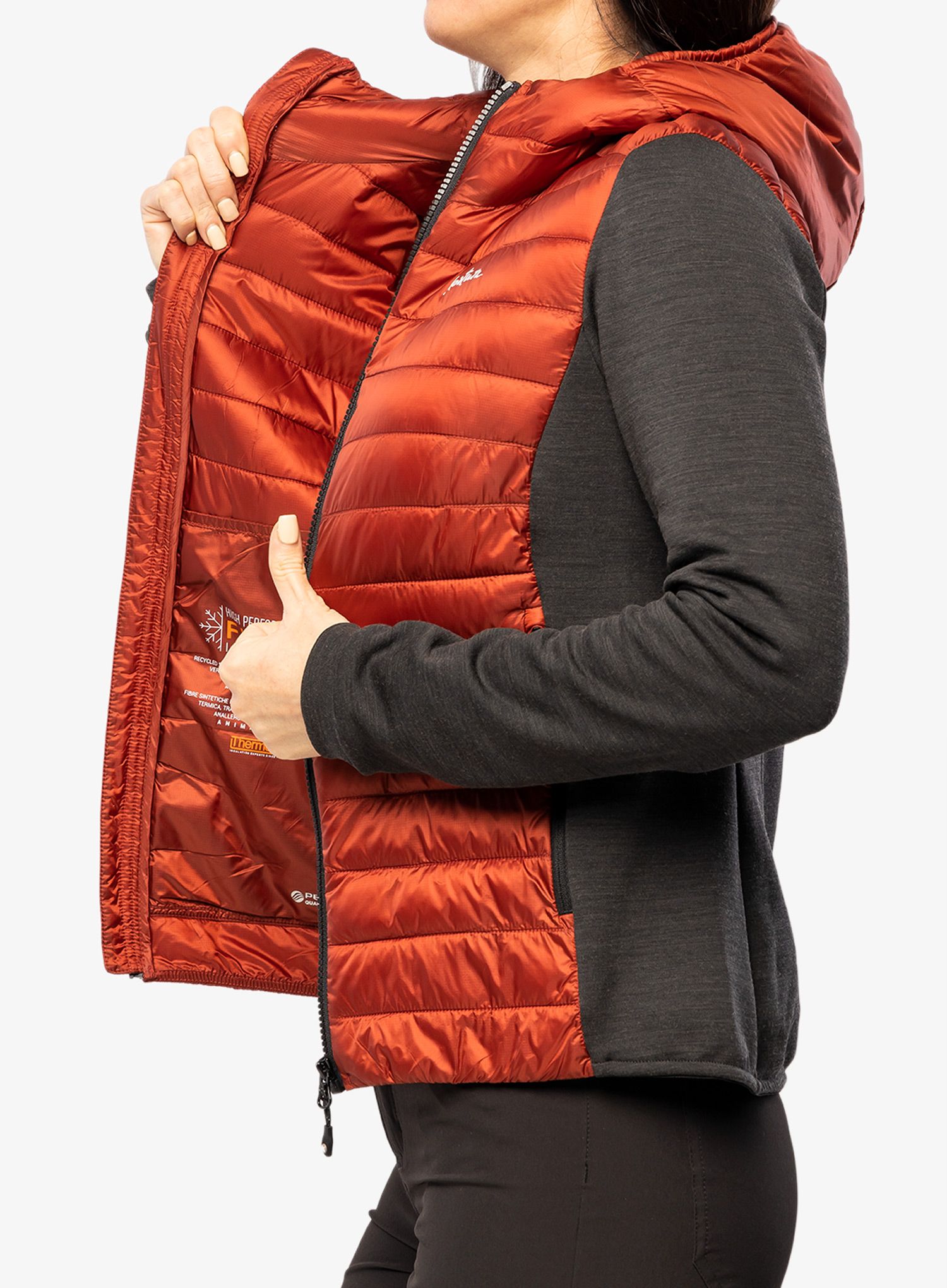 Ženska hibridna jakna Montura Wool Essential Hoody Jacket - tabacco