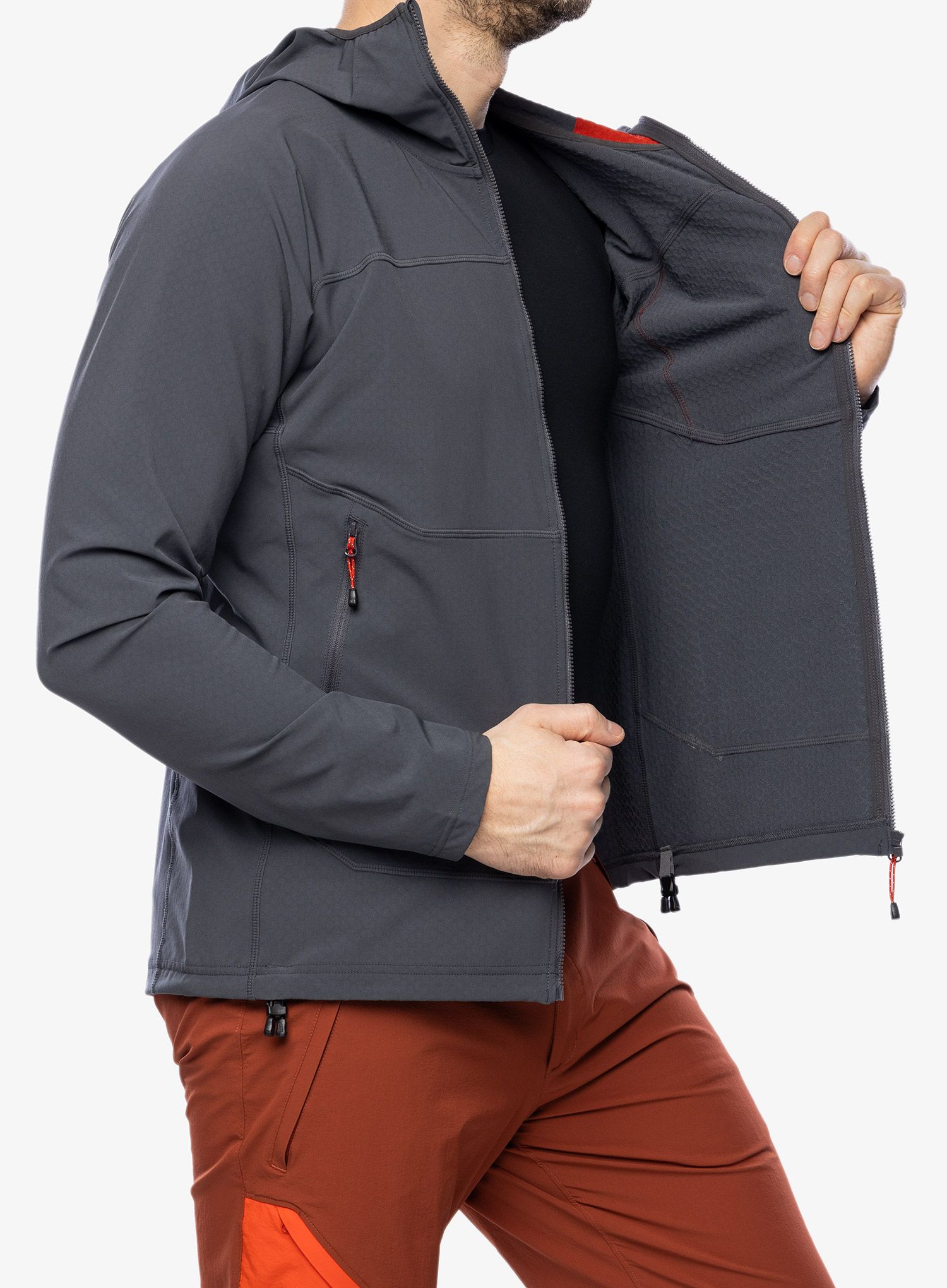 Jopica na zadrgo Mountain Equipment Arrow Hooded Jacket - anvil grey/redrock