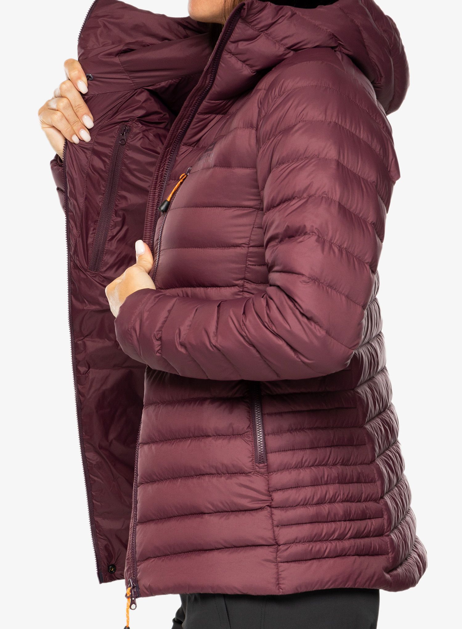 Ženska puhovka Mountain Equipment Earthrise Hooded Jacket - raisin