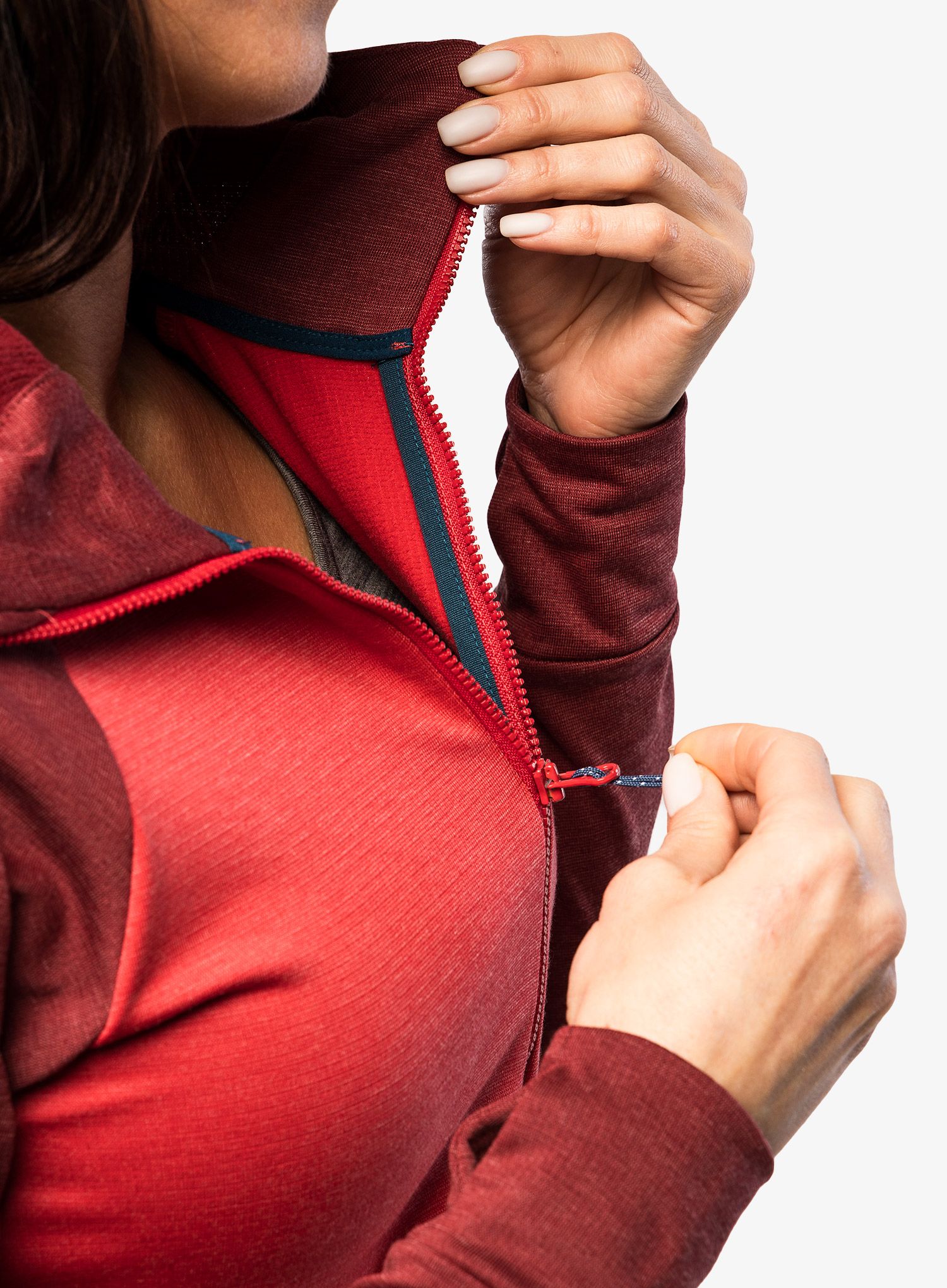 Ženska plezalna jopa Mountain Equipment Endika Hooded Jacket - capsicum/tibetan red
