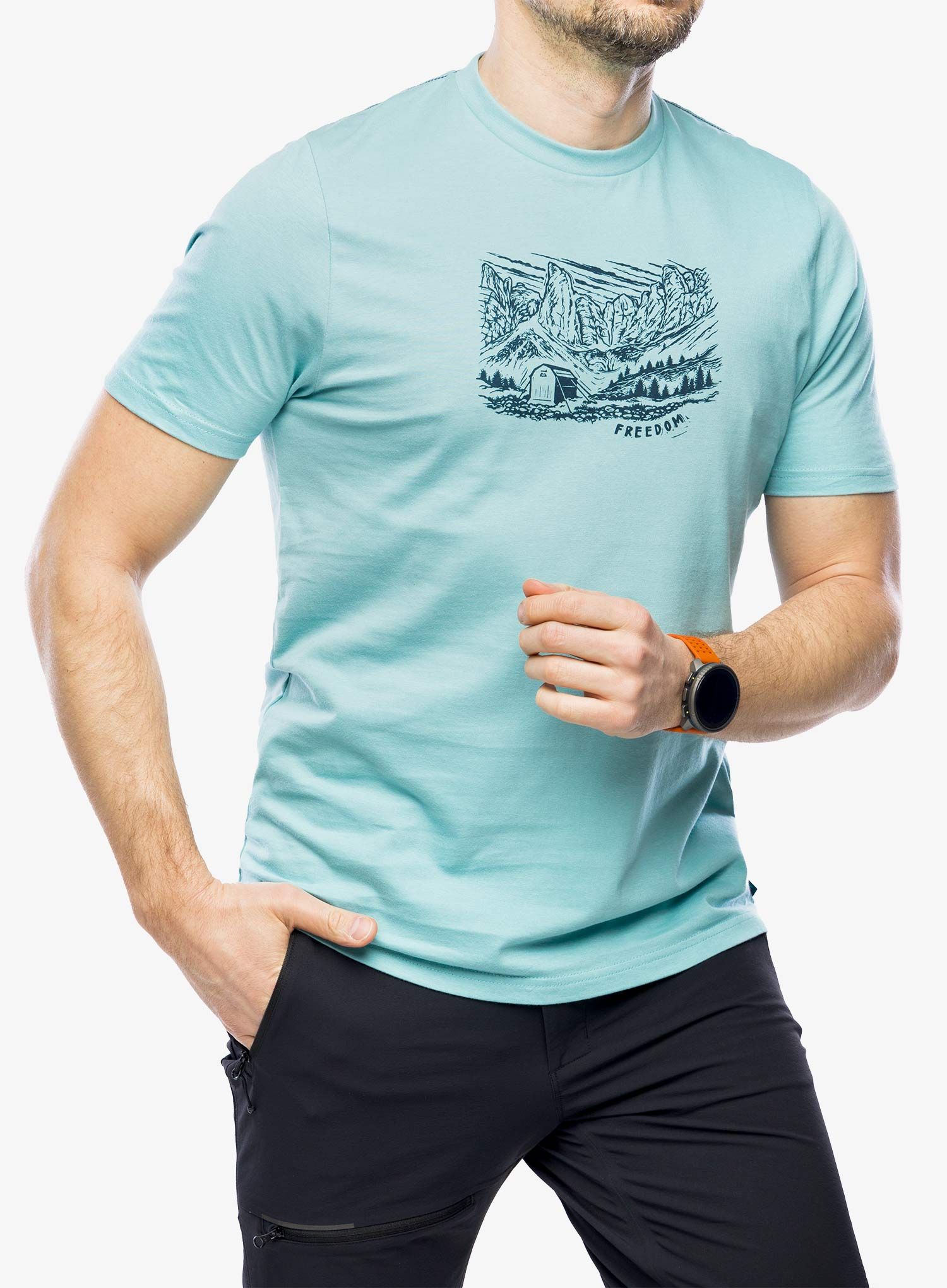 Majica s potiskom Mountain Equipment Freedom Tee - nile blue