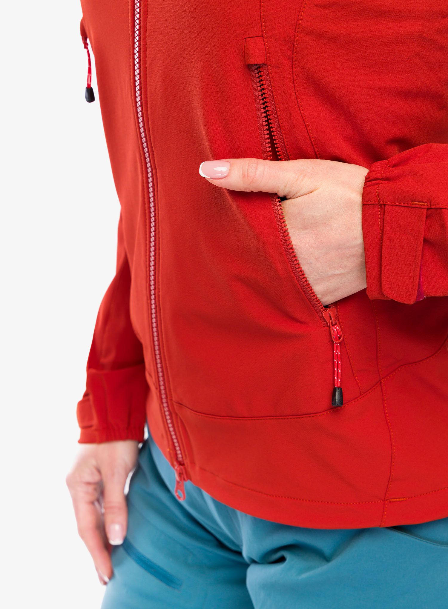 Ženska softshell jakna Mountain Equipment Frontier Hooded Jacket - atlas red
