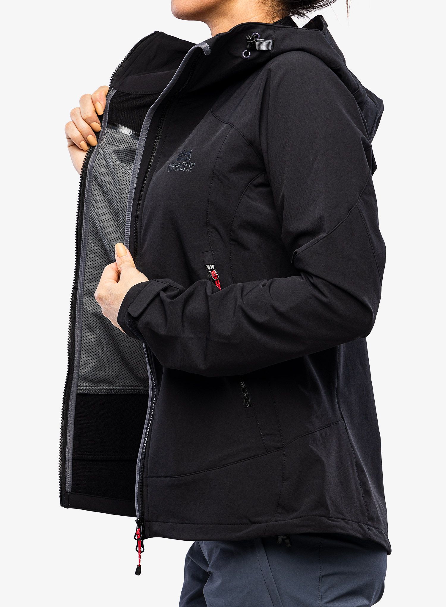 Ženska softshell jakna Mountain Equipment Frontier Hooded Jacket - black