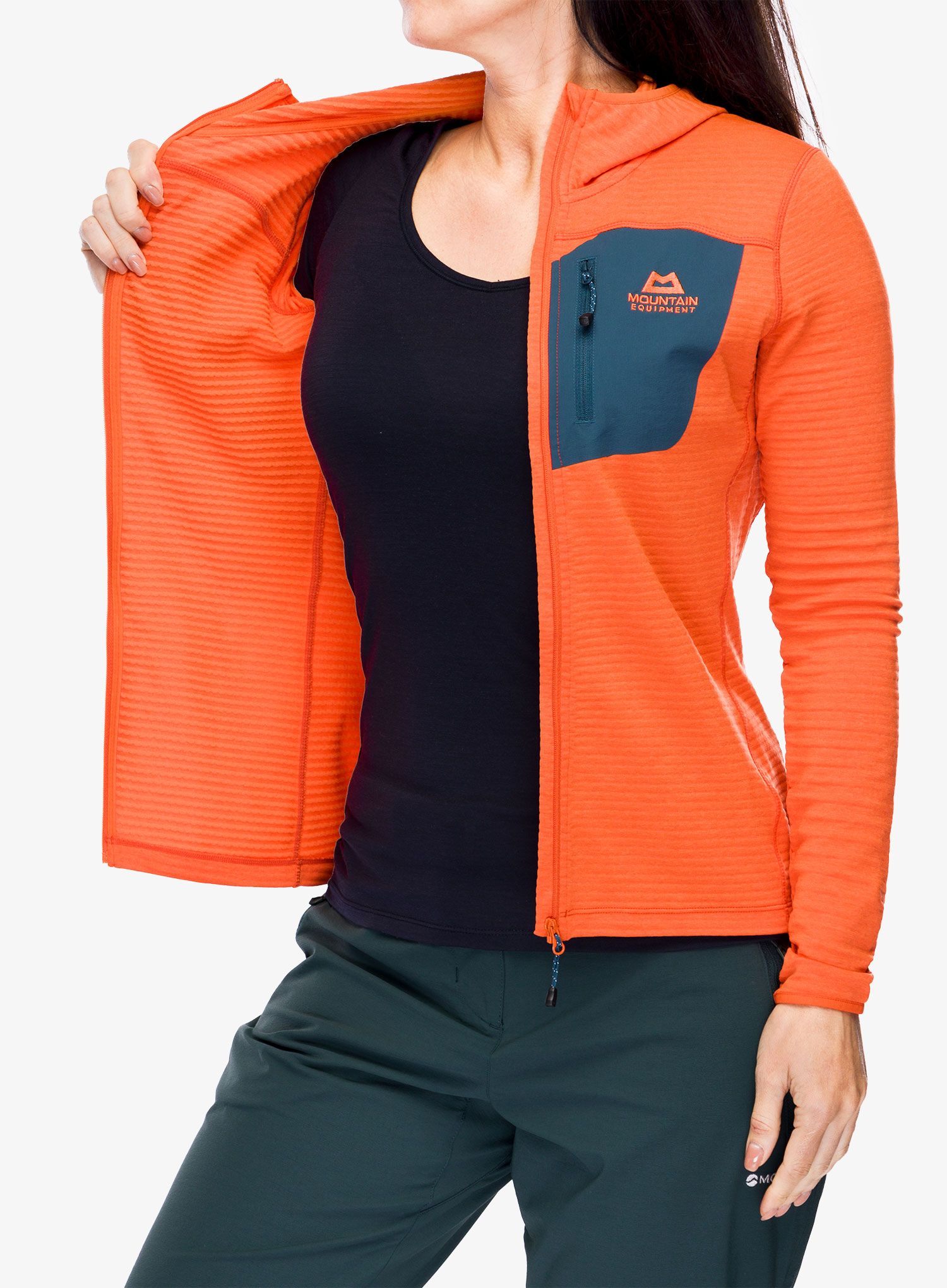 Ženska plezalna jopa Mountain Equipment Lumiko Hooded Jacket - mandarin/majolica