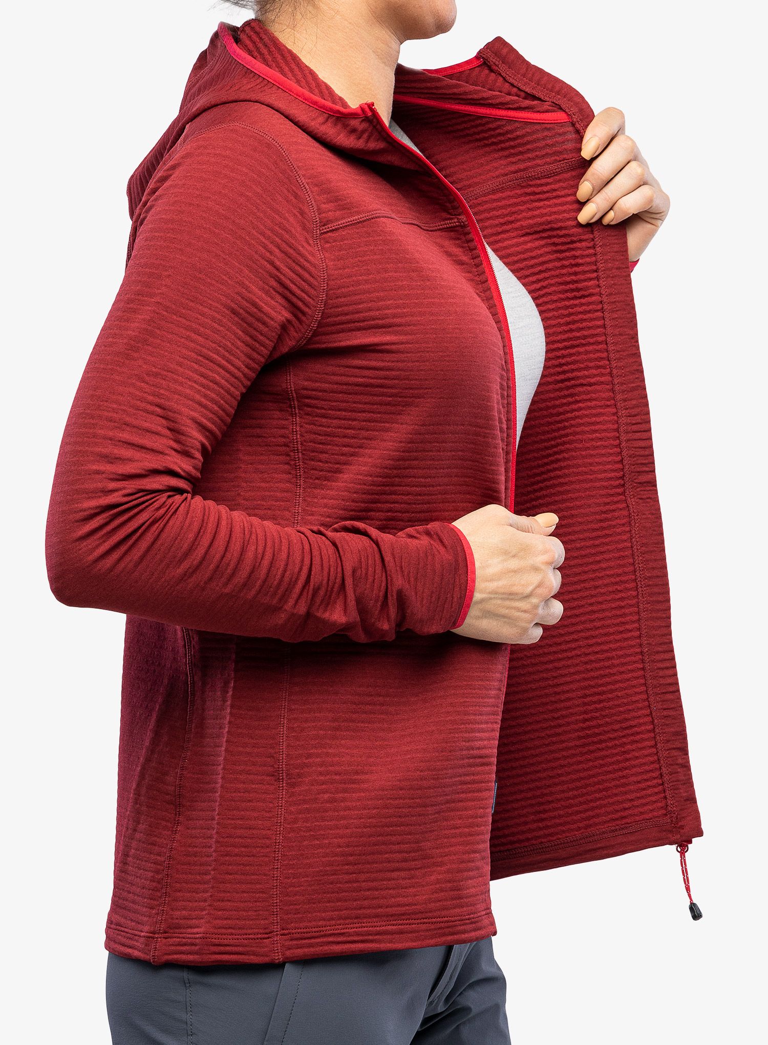 Ženska plezalna jopa Mountain Equipment Lumiko Hooded Jacket - rhubarb/capsicum