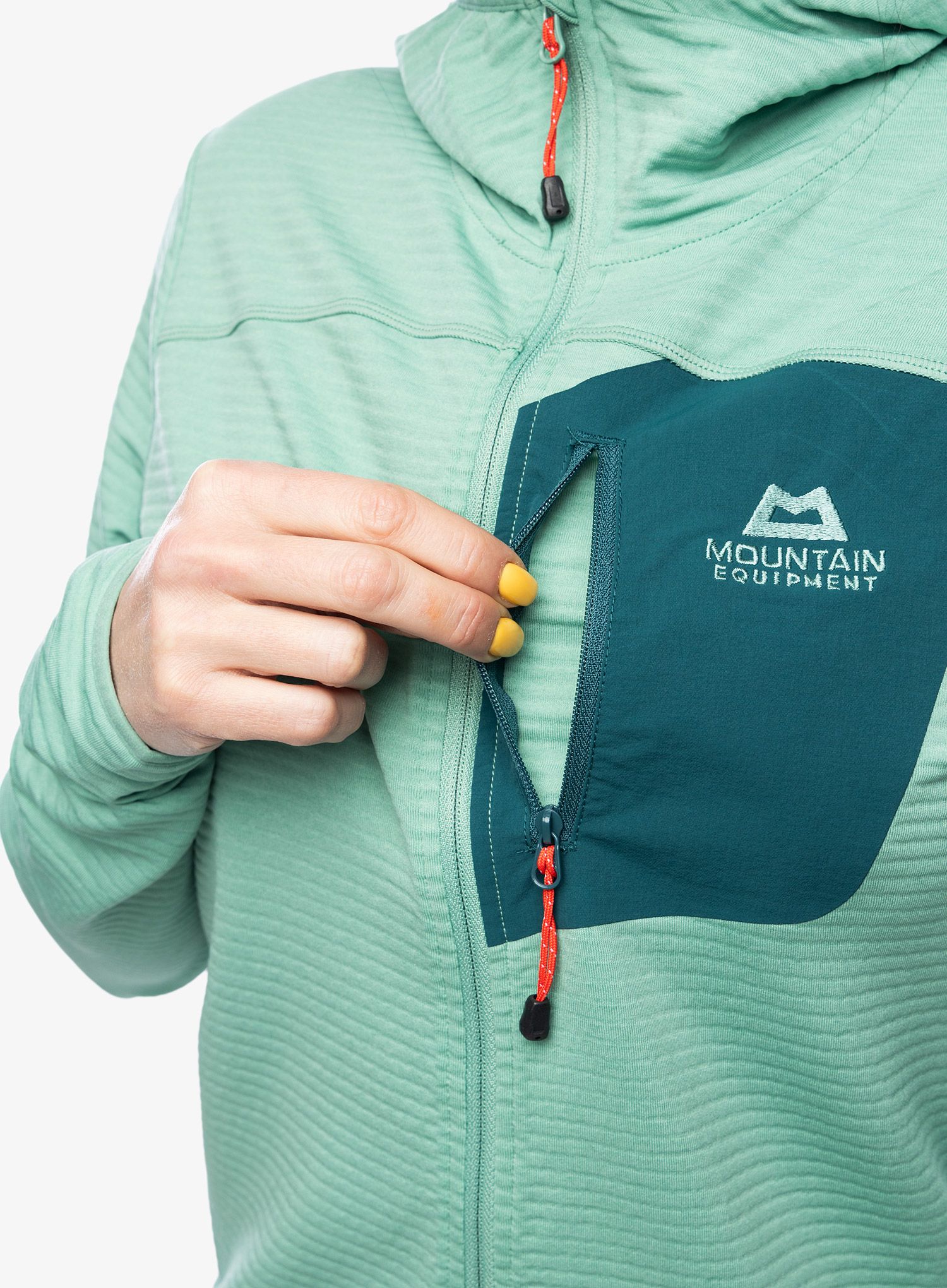 Ženska plezalna jopa Mountain Equipment Lumiko Hooded Jacket - lichen green/teal