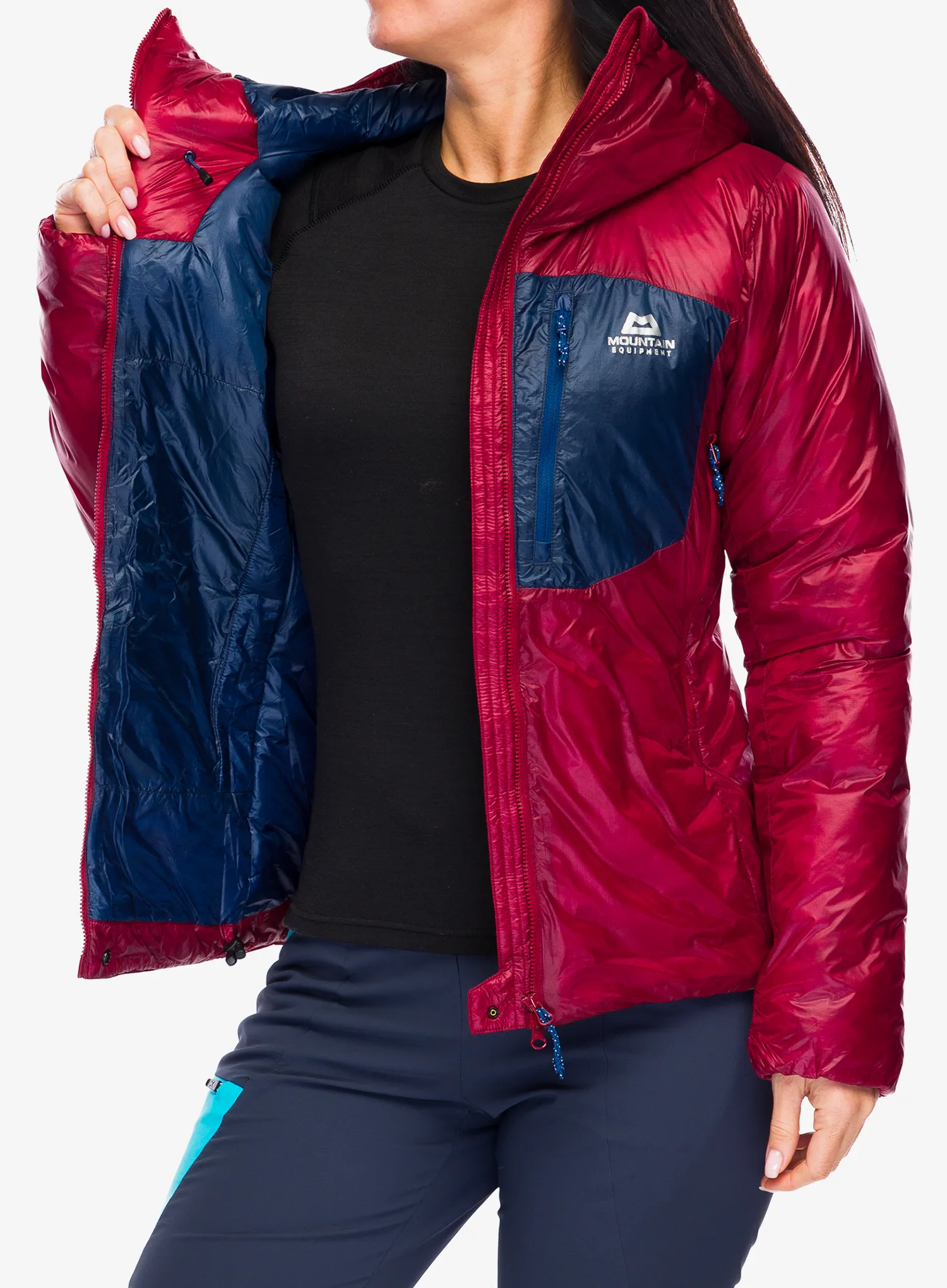 Ženska sintetična jakna Mountain Equipment Oreus Hooded Jacket - merlot/blue