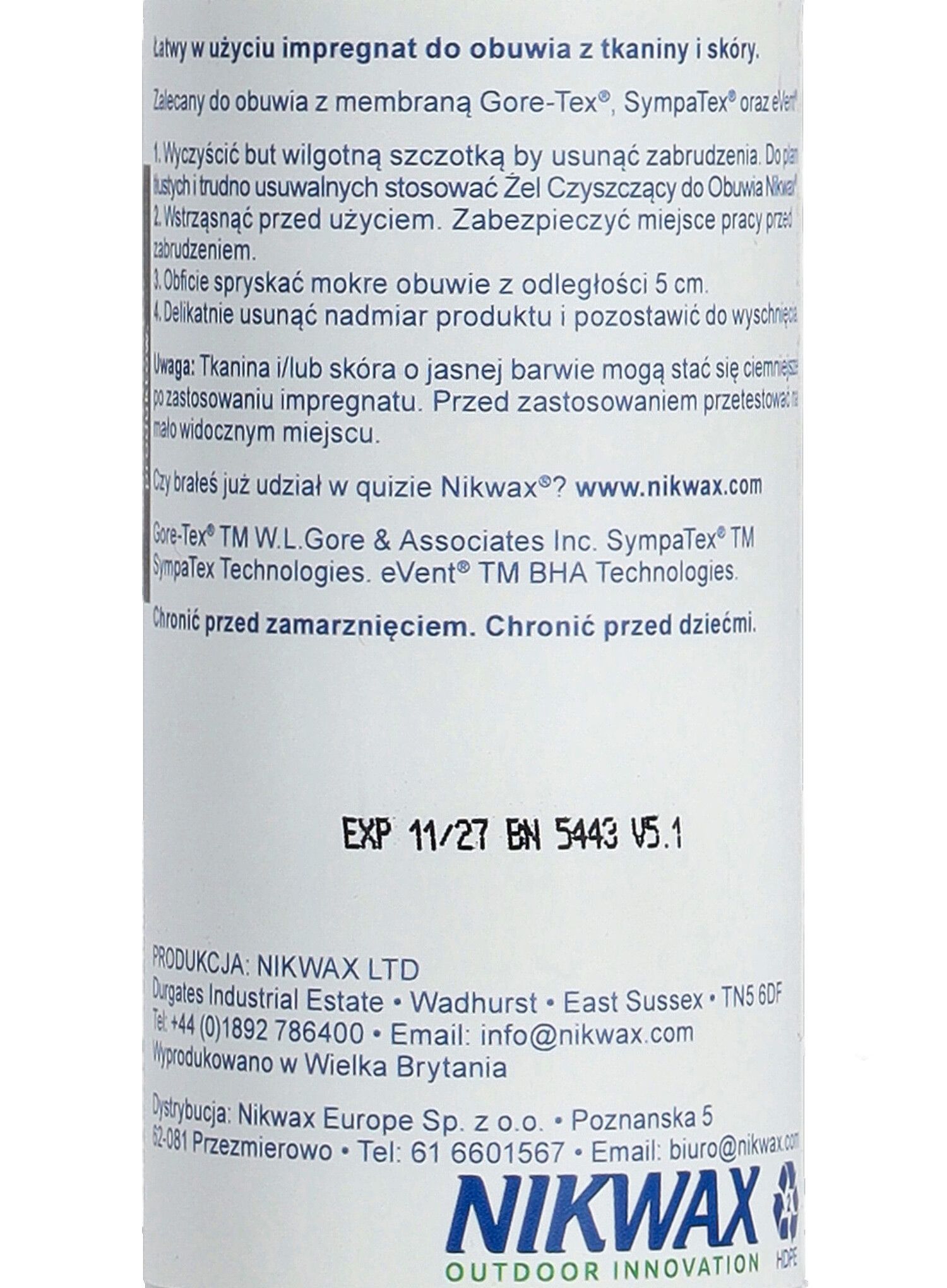 Loščilo za čevlje Nikwax Fabric & Leather Proof 125 ml