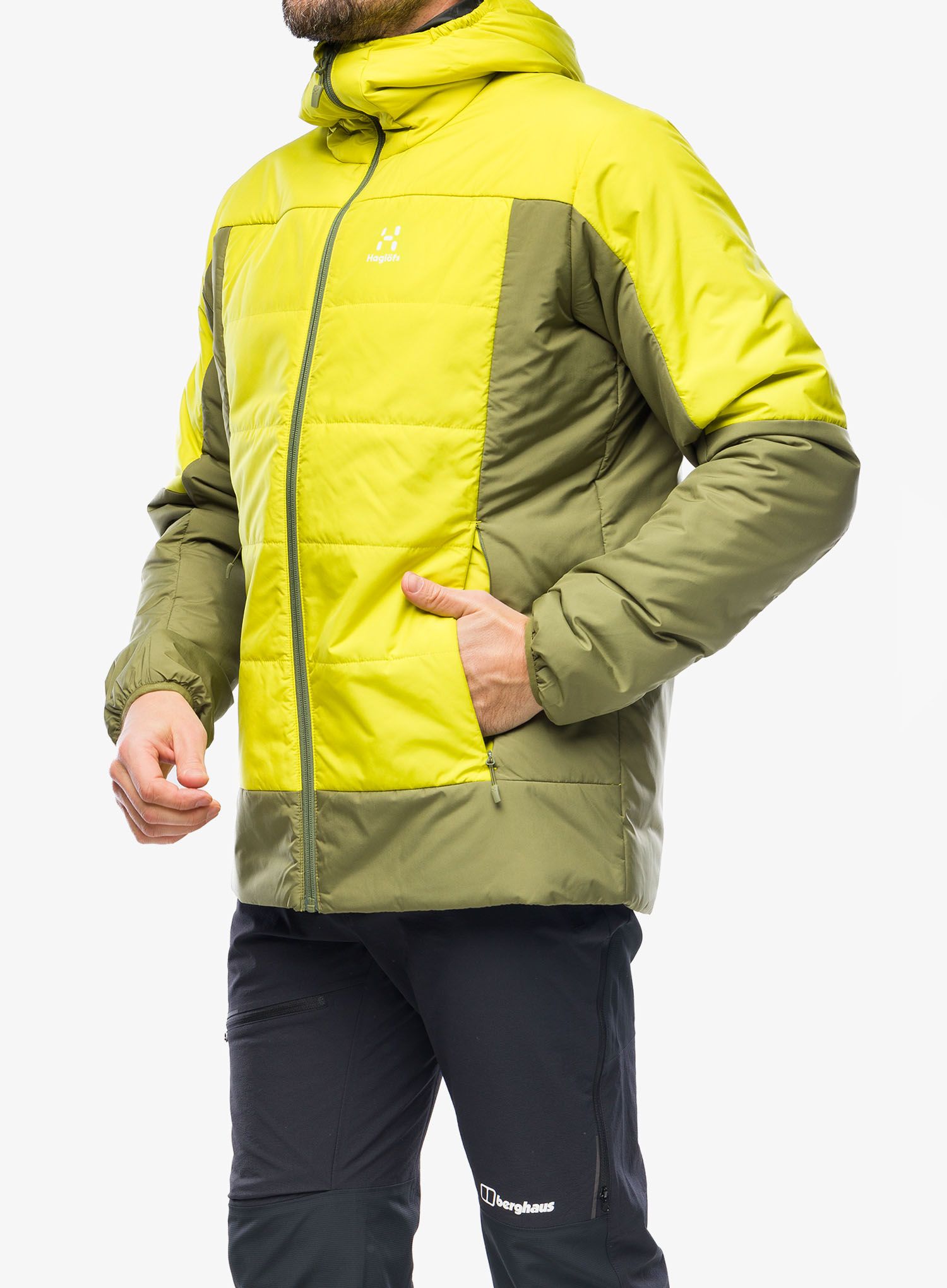 Sintetična jakna Haglofs Mimic Silver Hood - olive green/aurora