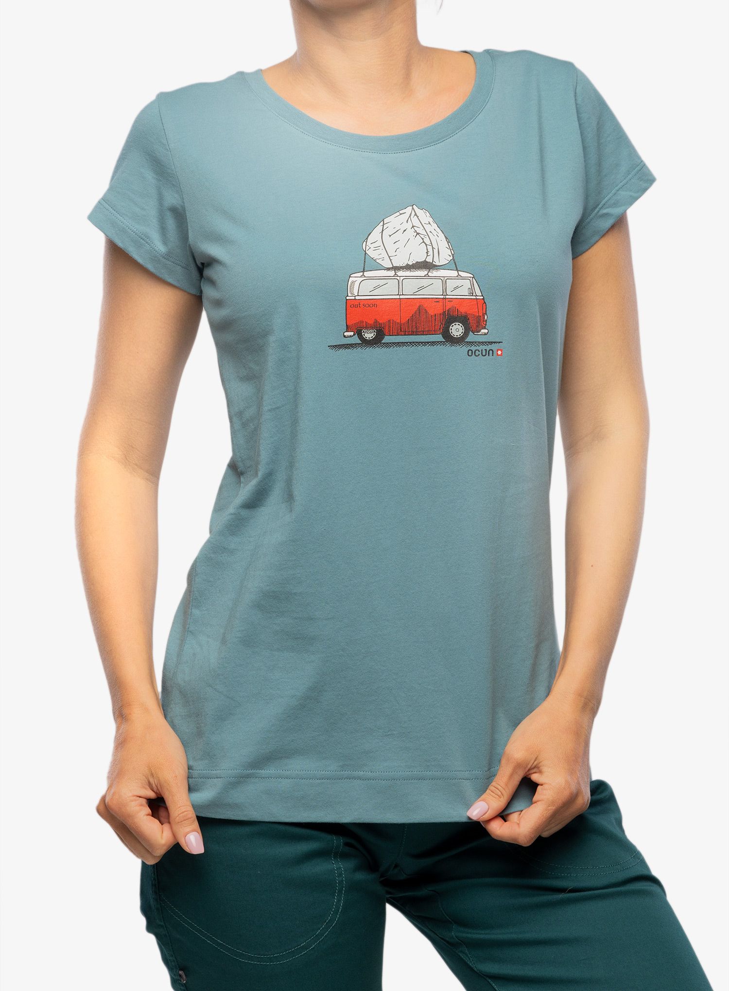 Ženska bombažna majica Ocun Classic T Bus-Stone - blue hydro