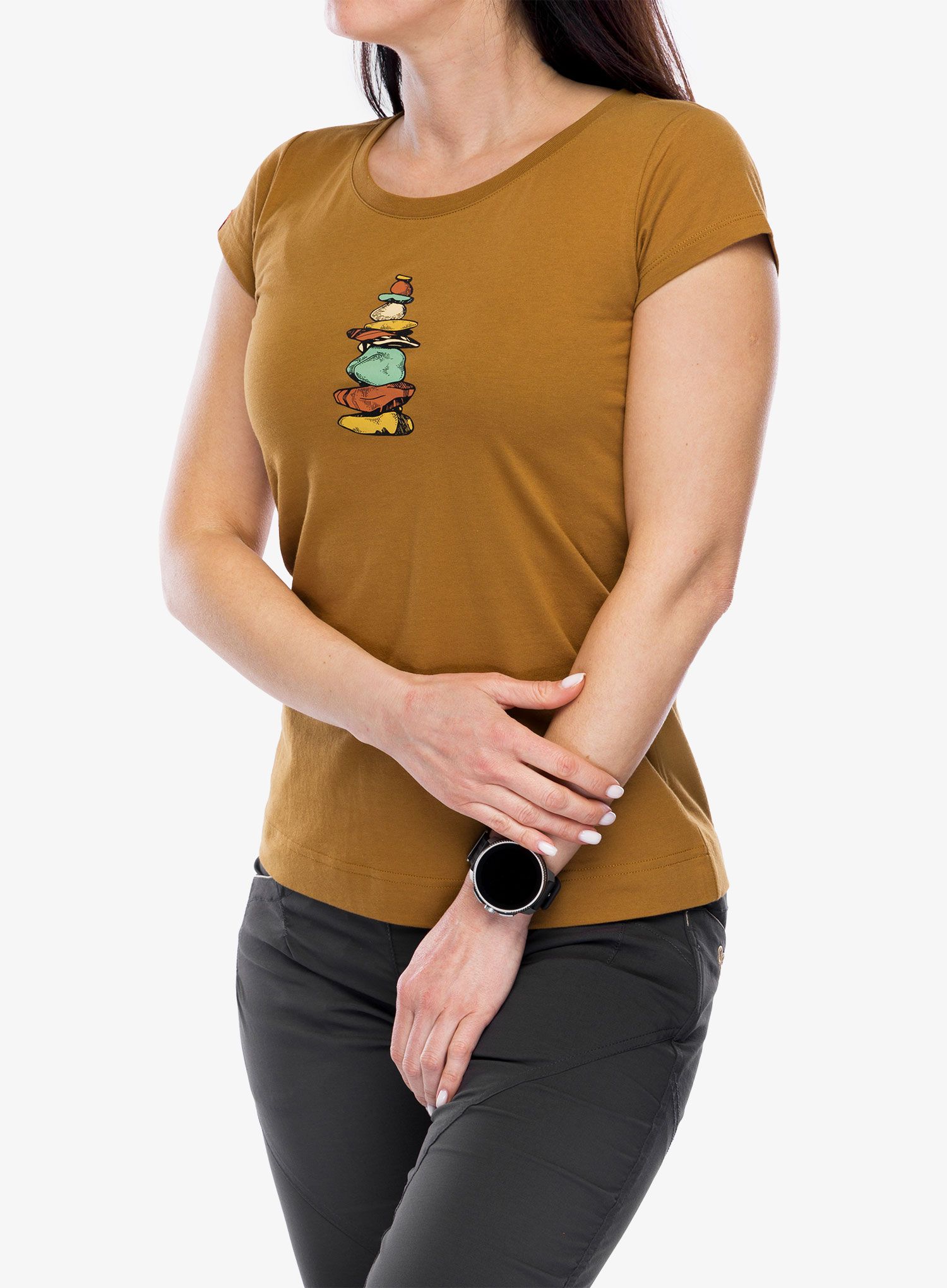 Ženska majica s potiskom Ocun Classic T Stoneman - brown bronze