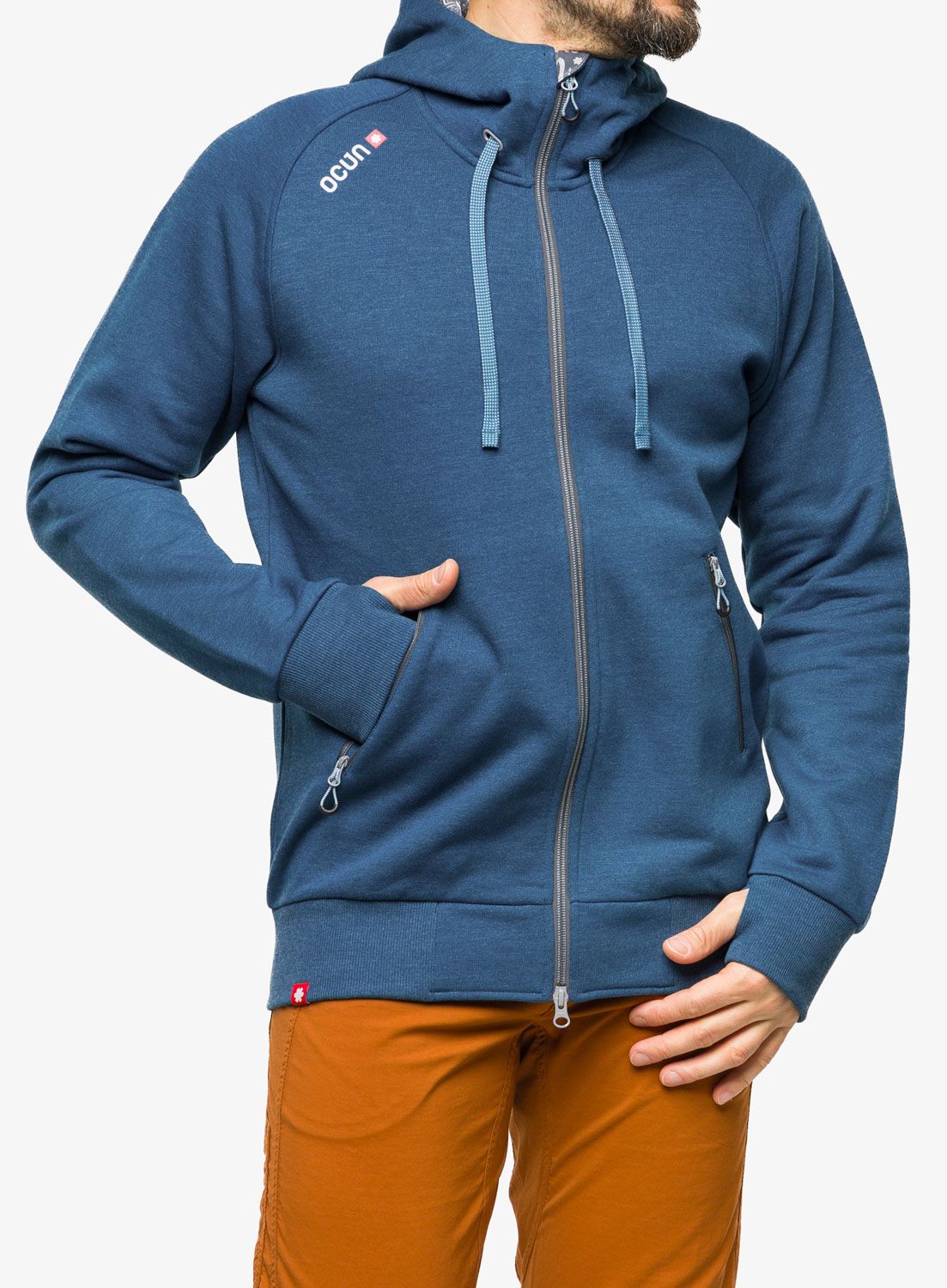 Jopica s kapuco Ocun Hoodie Zipper - blue opal/excalibur