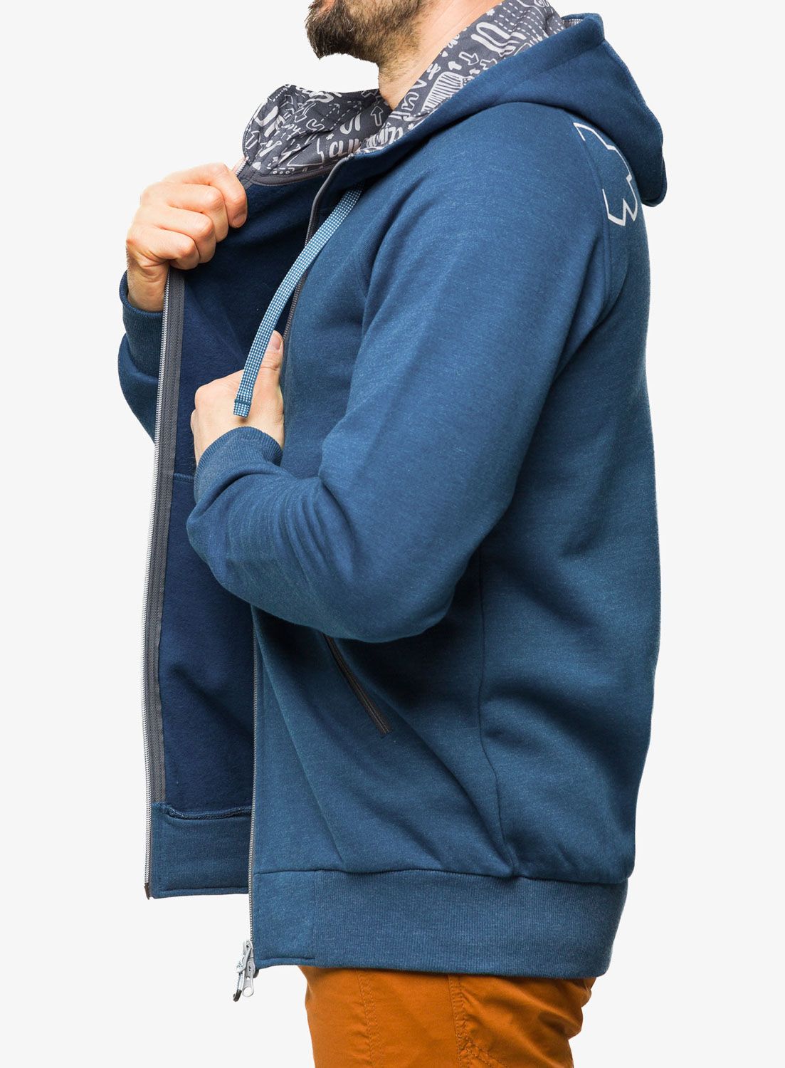 Jopica s kapuco Ocun Hoodie Zipper - blue opal/excalibur