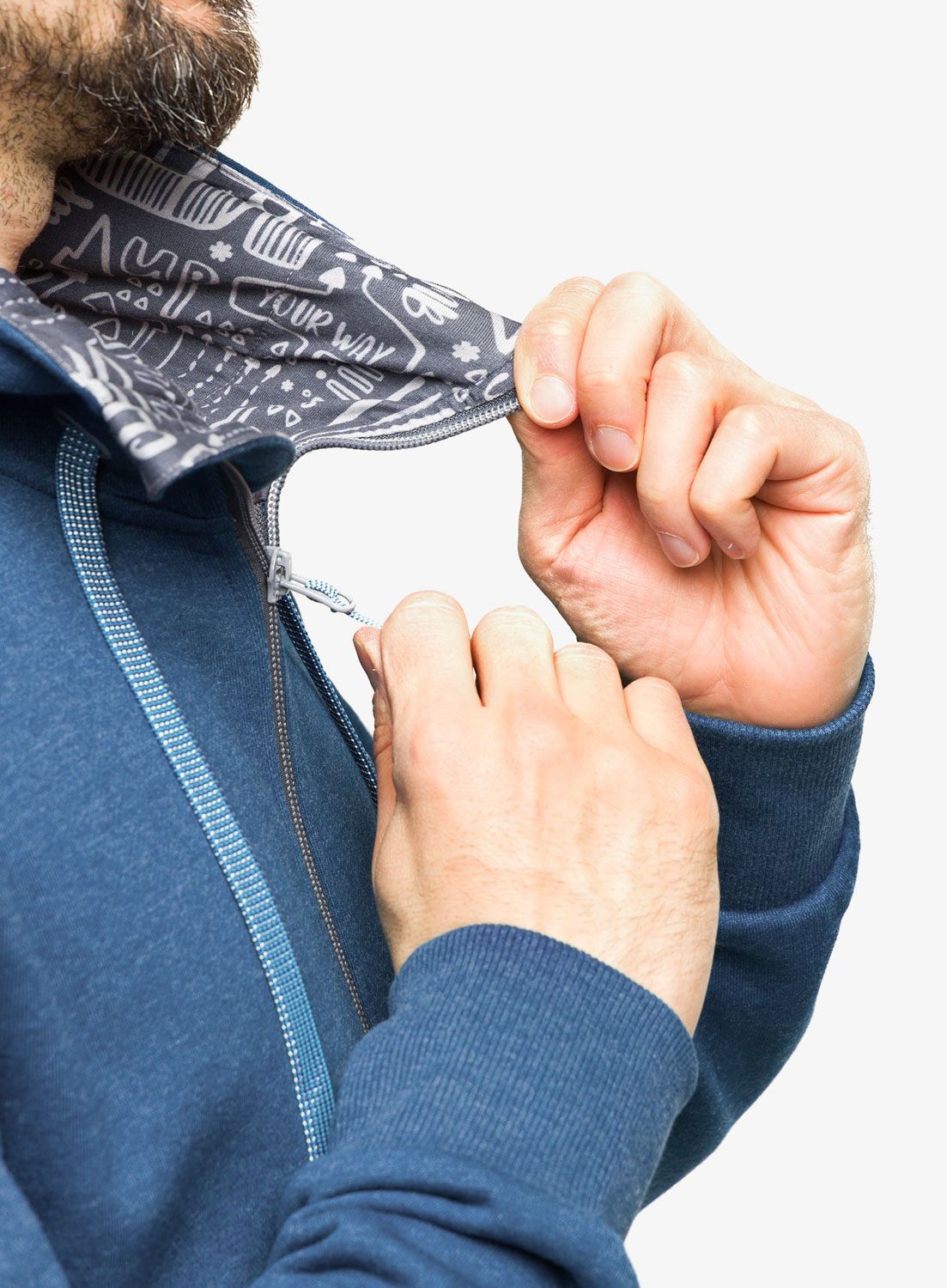 Jopica s kapuco Ocun Hoodie Zipper - blue opal/excalibur