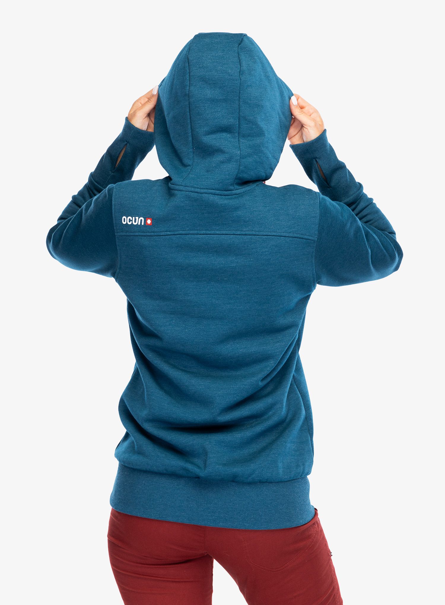 Ženska jopa s kapuco Ocun Hoodie - blue opal/silverscone