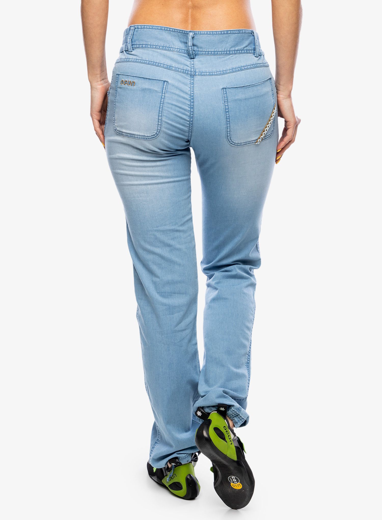 Ženske plezalne hlače Ocun Inga Jeans - light blue