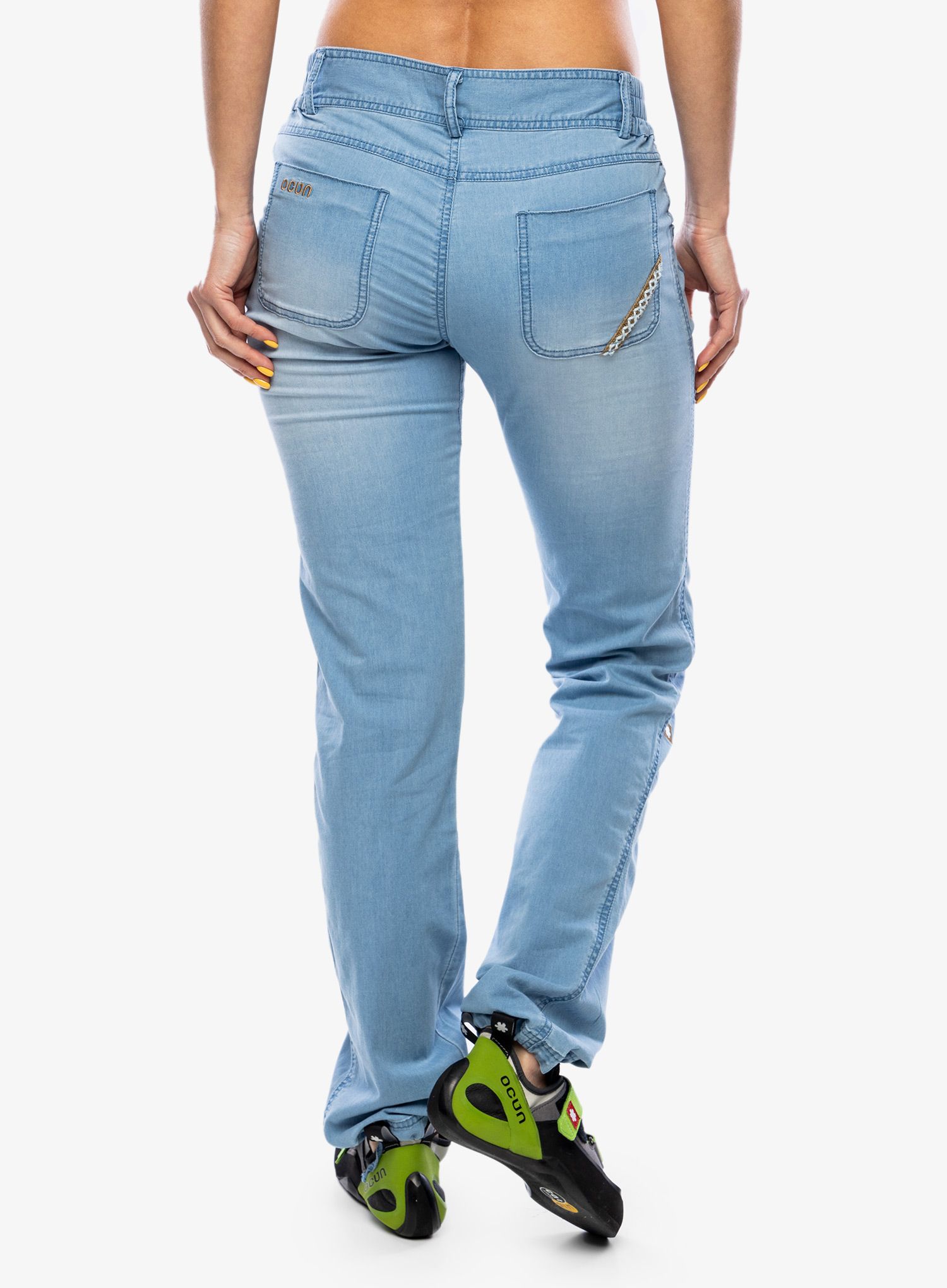 Ženske plezalne hlače Ocun Inga Jeans - light blue
