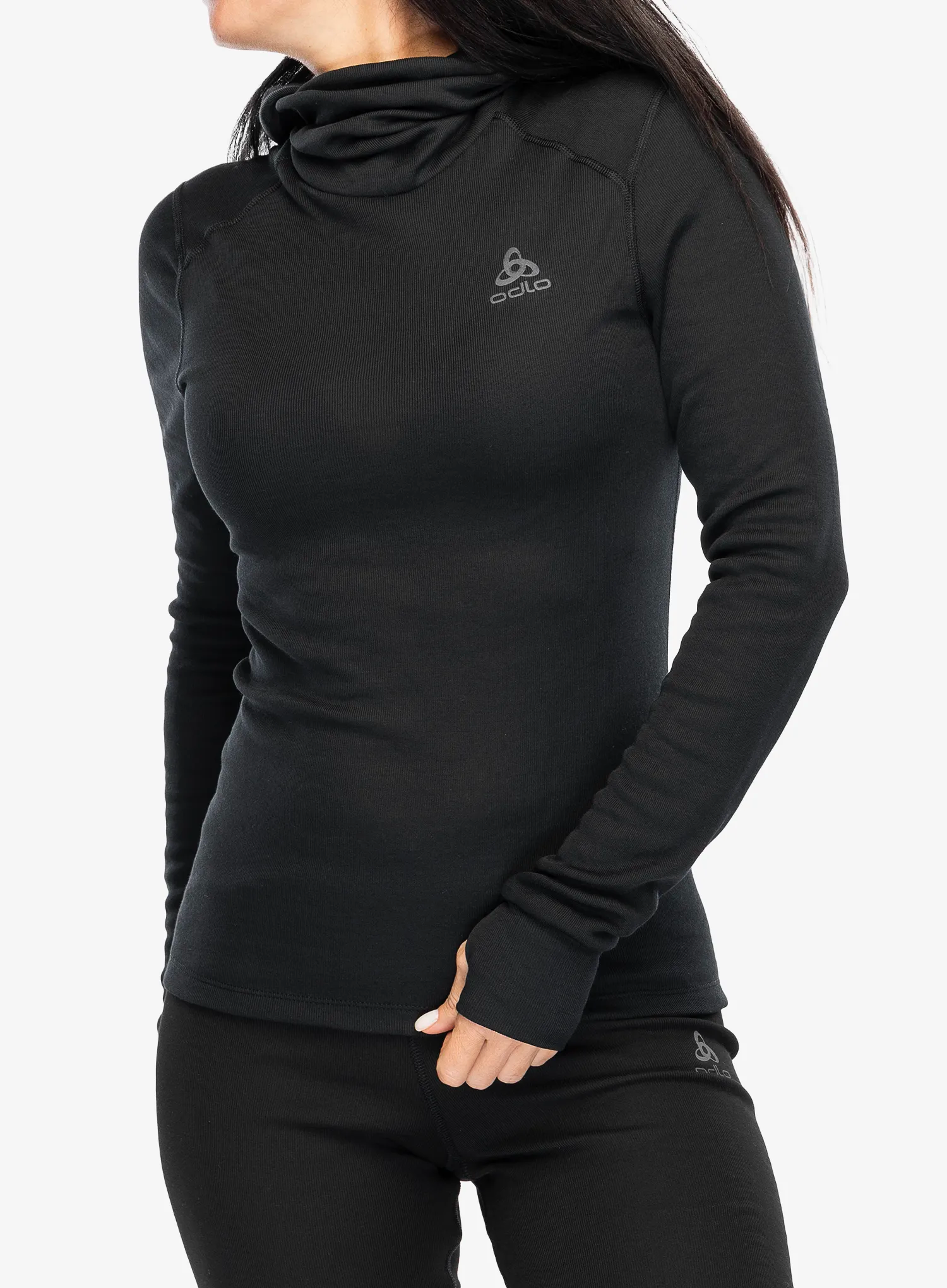 Ženska termo flis jopa Odlo Active Warm BL Top Facemask LS - black