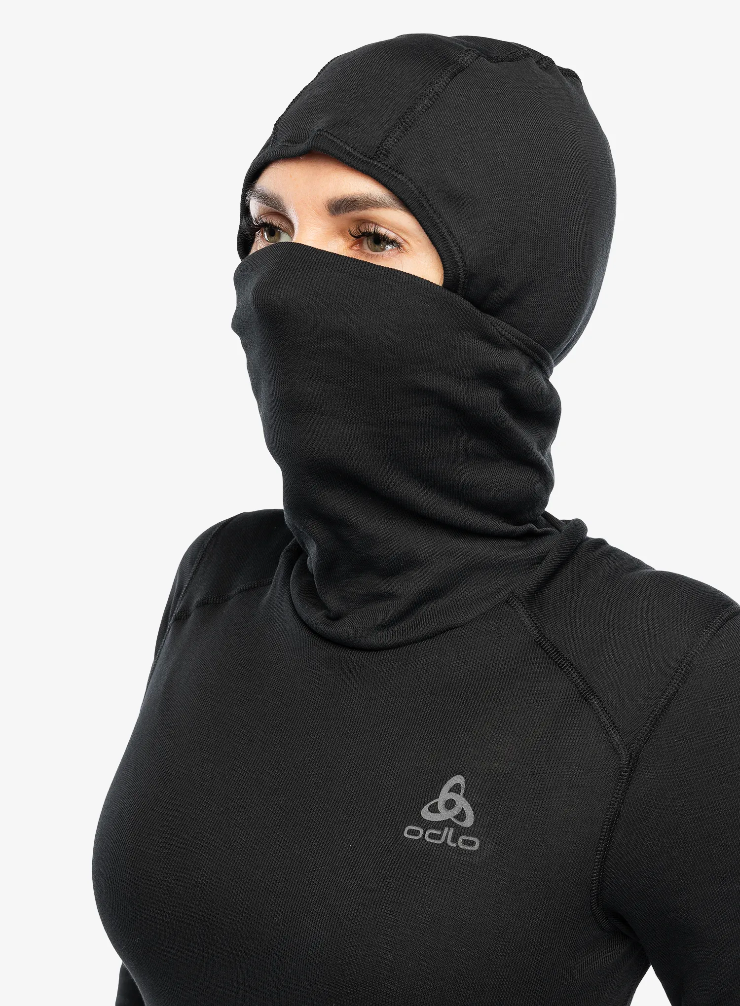 Ženska termo flis jopa Odlo Active Warm BL Top Facemask LS - black