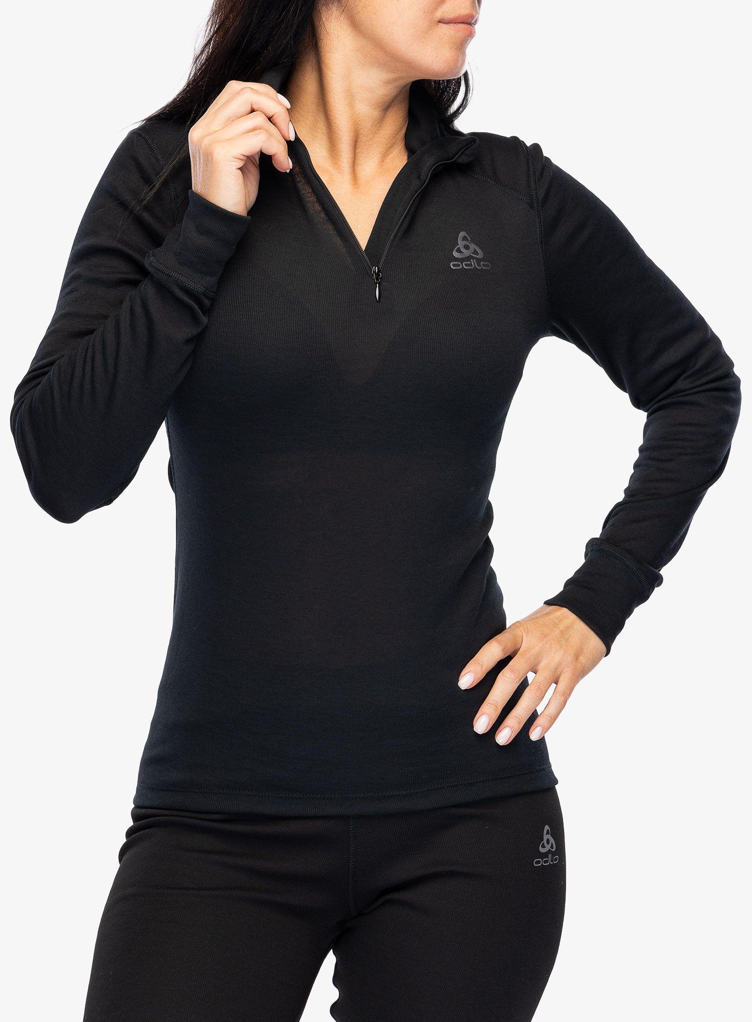 Ženska termo flis jopa Odlo Active Warm BL Top Turtle Neck LS Half Zip  - black