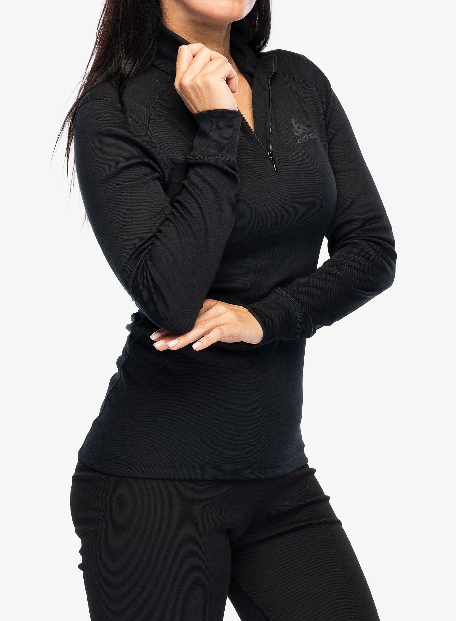 Ženska termo flis jopa Odlo Active Warm BL Top Turtle Neck LS Half Zip  - black