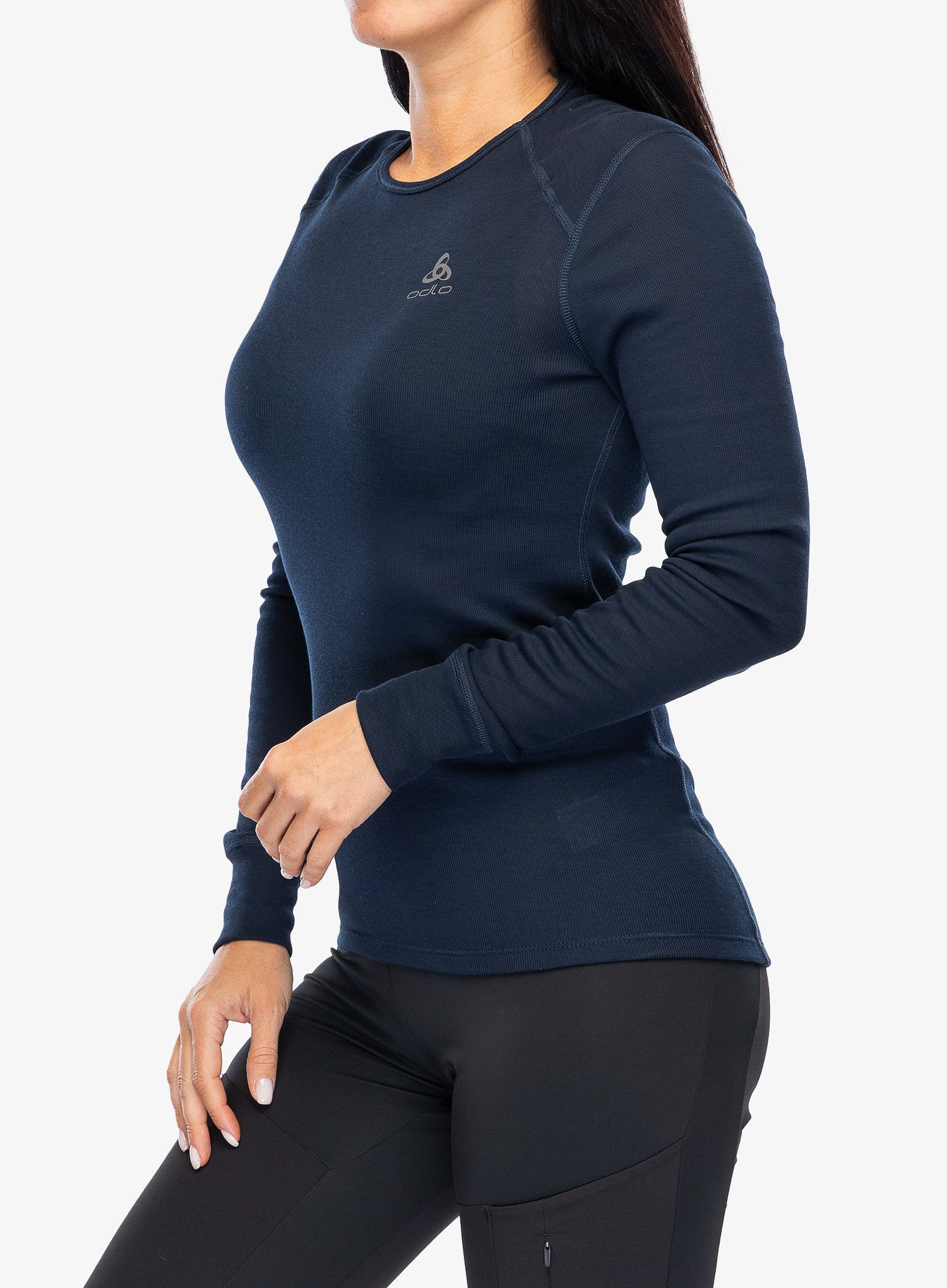 Ženska termo flis jopa Odlo Active Warm Eco BL Top Crew Neck LS - dark sapphire