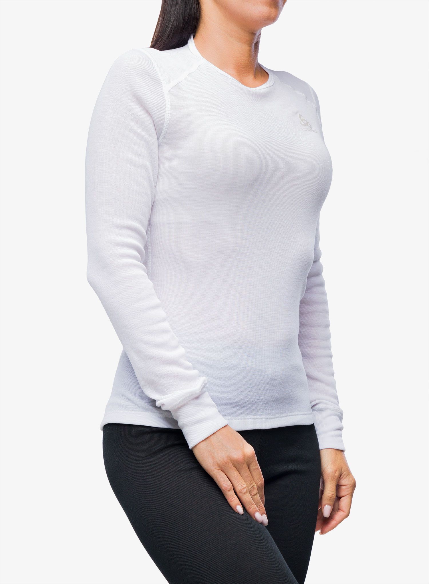Ženska termo flis jopa Odlo Active Warm Eco BL Top Crew Neck LS - white