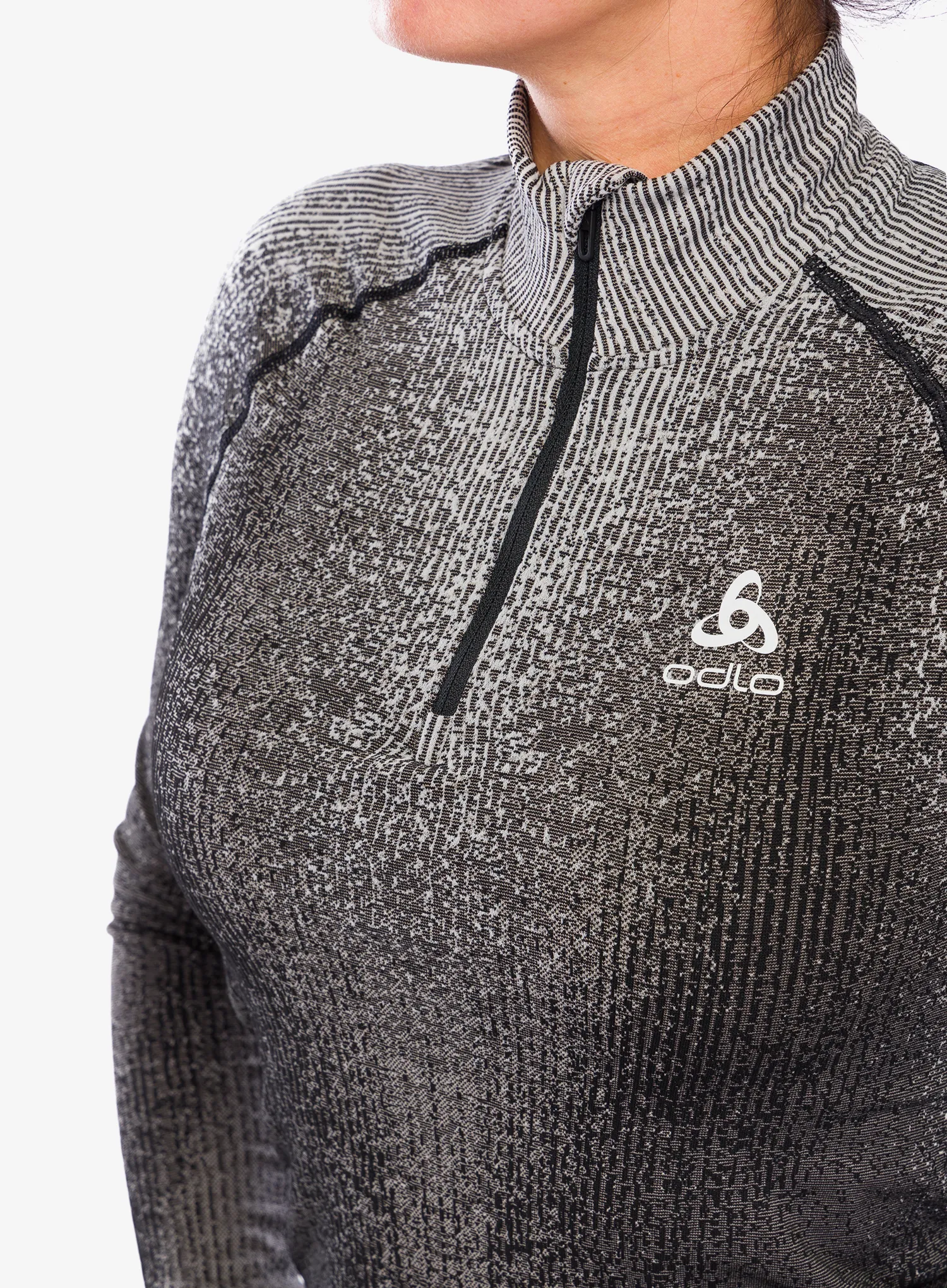 Ženska termo flis jopa Odlo Blackcomb Eco BL Top Turtle Neck LS Half Zip - black