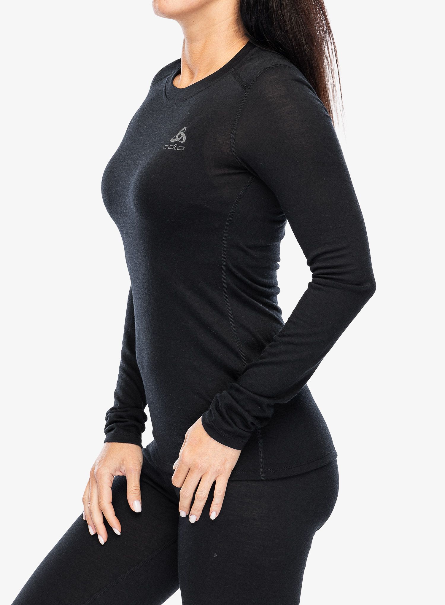 Ženska termo flis jopa Odlo Merino 160 BL Top Crew Neck LS - black
