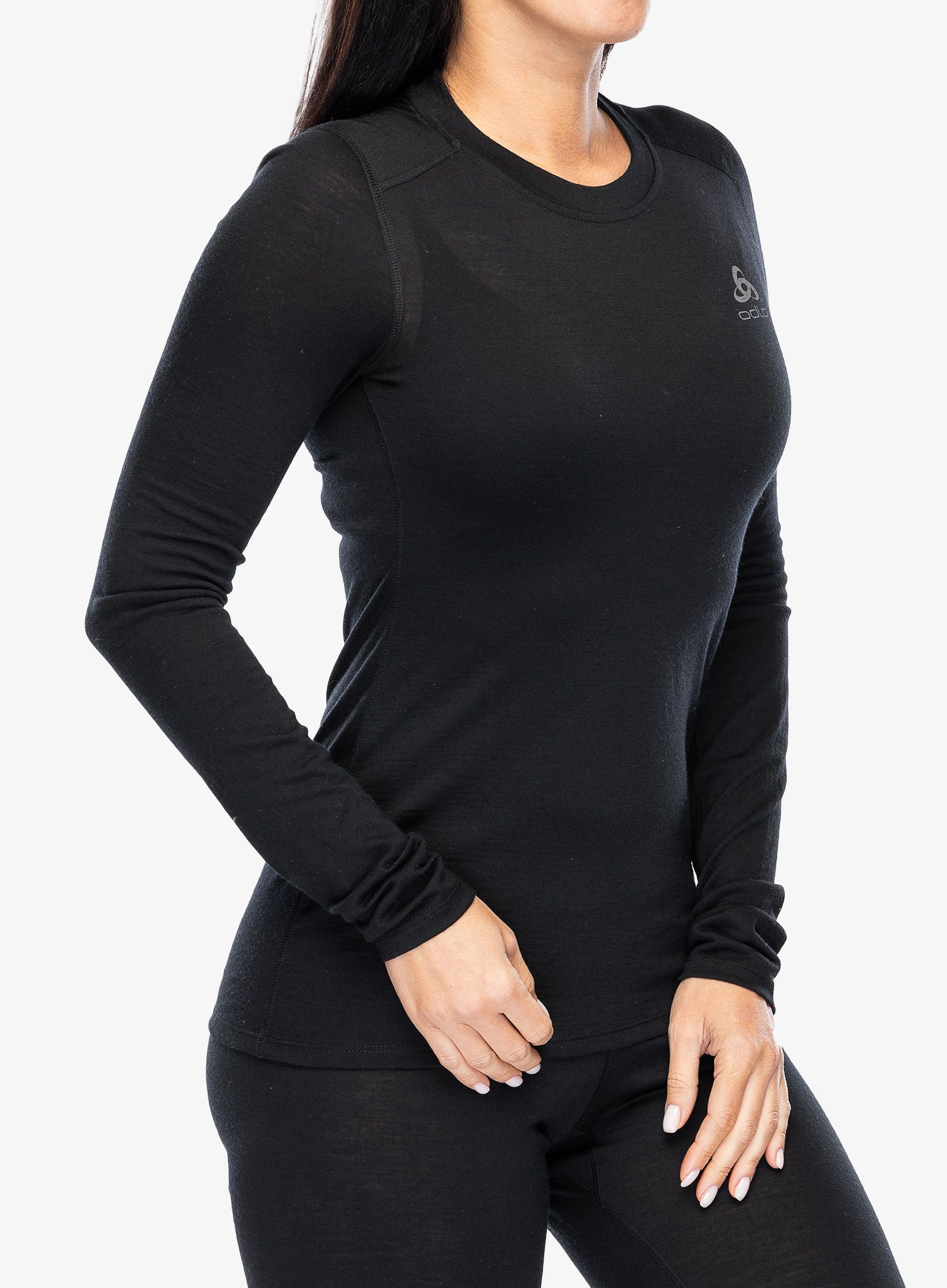 Ženska termo flis jopa Odlo Merino 160 BL Top Crew Neck LS - black