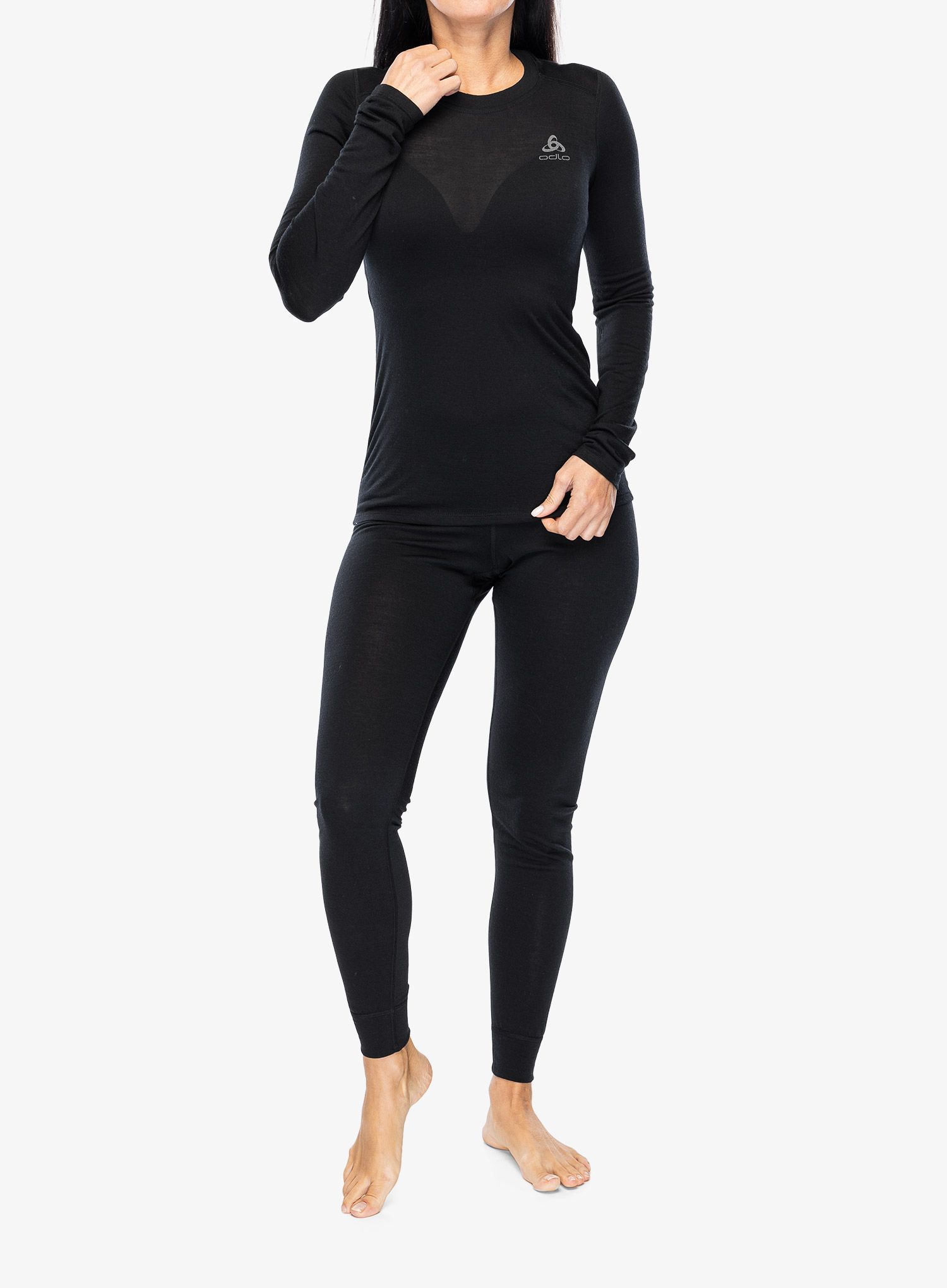 Ženska termo flis jopa Odlo Merino 160 BL Top Crew Neck LS - black