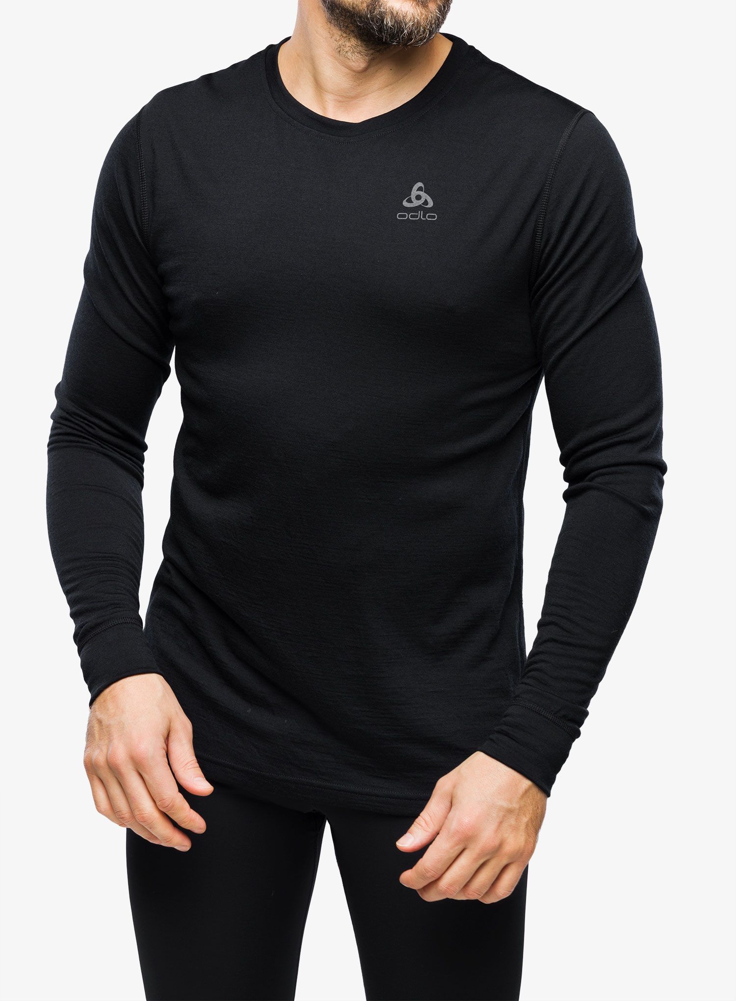 Termo flis jopa Odlo Merino 200 BL Top Crew Neck LS - black