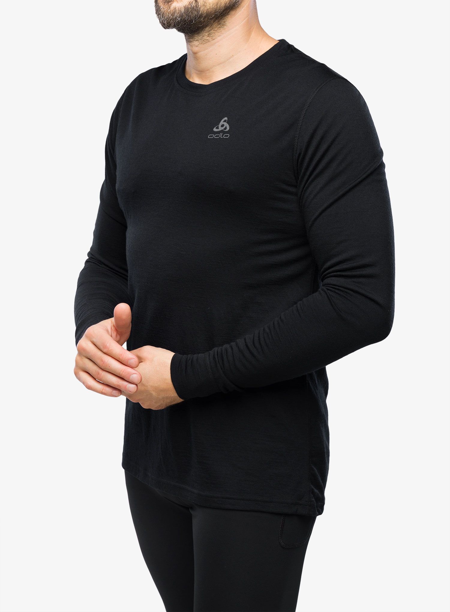 Termo flis jopa Odlo Merino 200 BL Top Crew Neck LS - black
