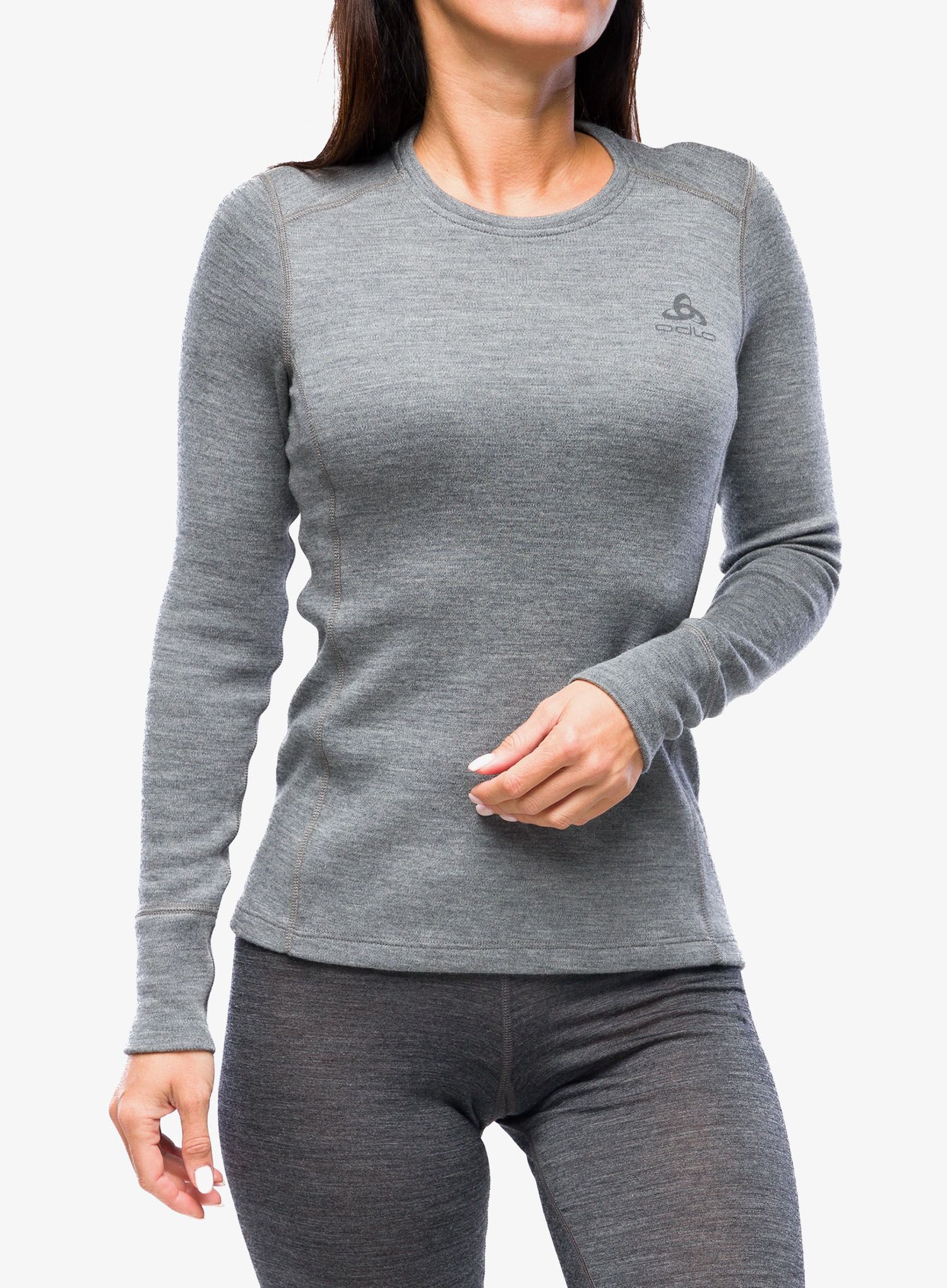 Ženska termo flis jopa Odlo Merino 260 BL Top Crew Neck LS - steel grey melange