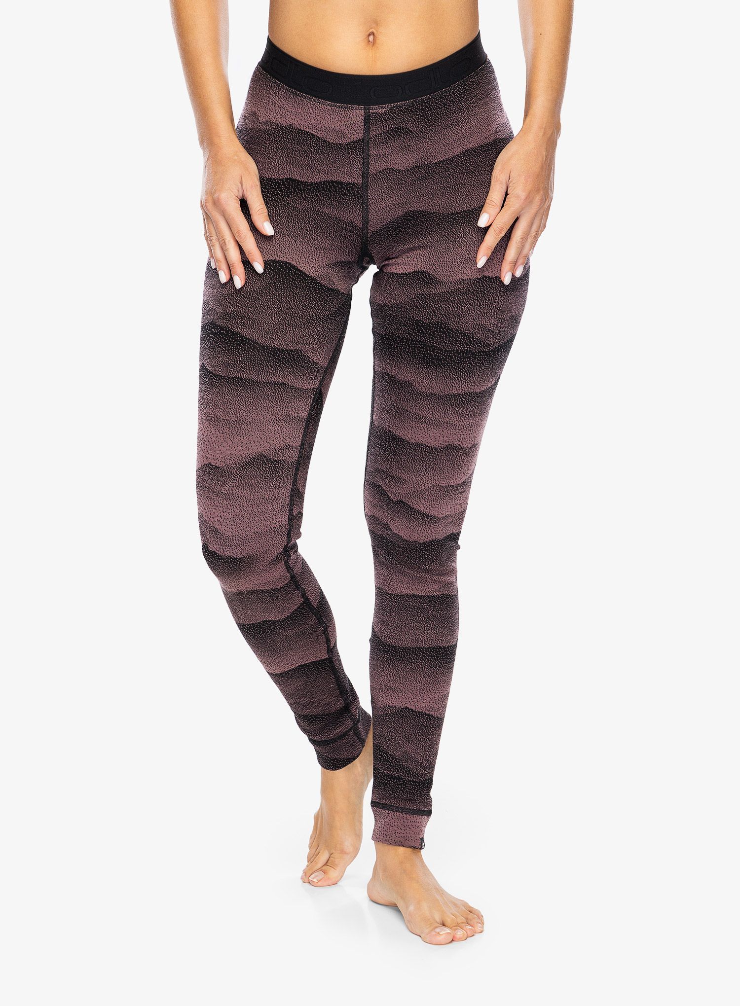 Ženske termo pajkice Odlo Merino Ridgelines BL Bottom Long - fudge/black