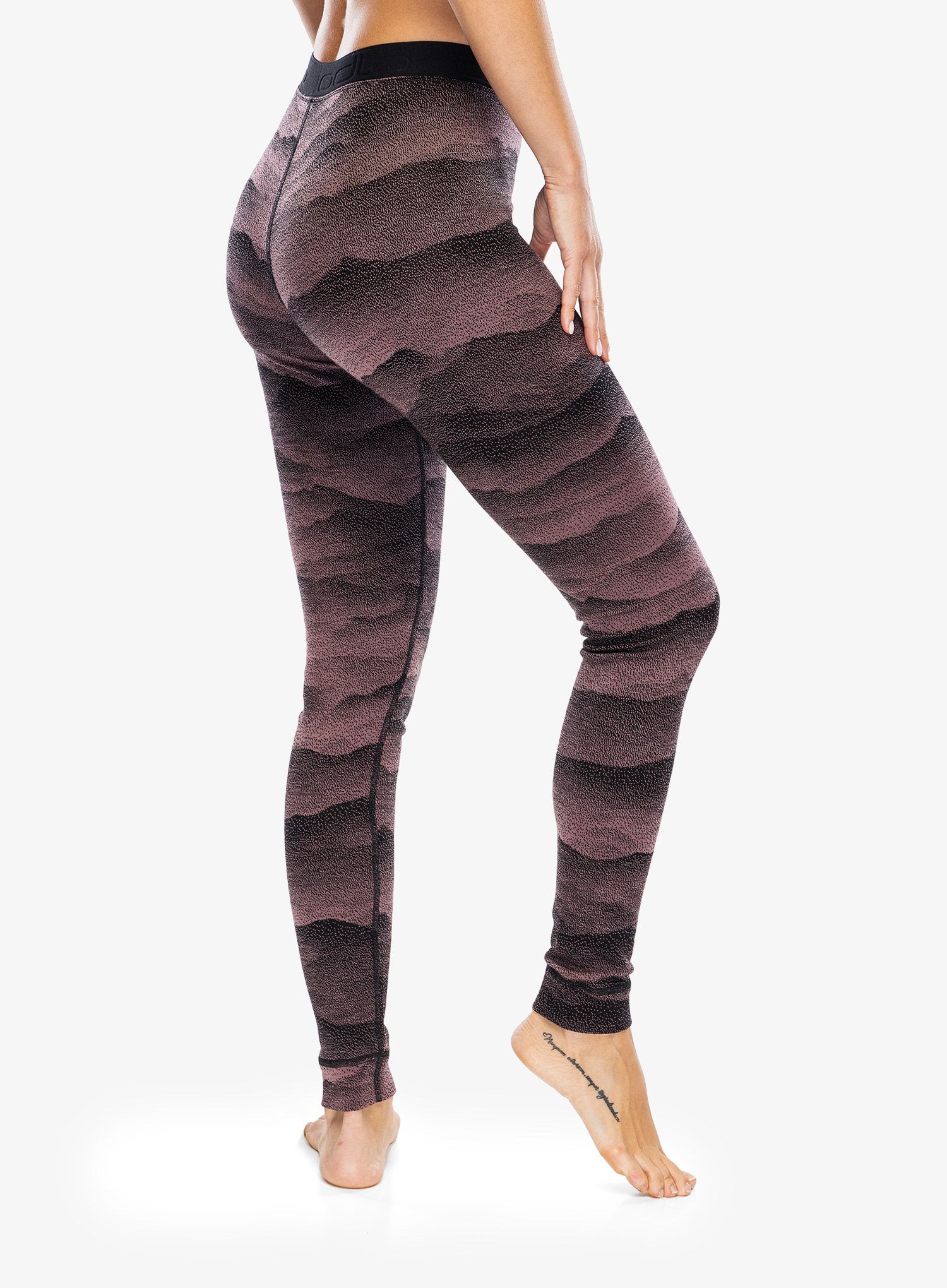 Ženske termo pajkice Odlo Merino Ridgelines BL Bottom Long - fudge/black