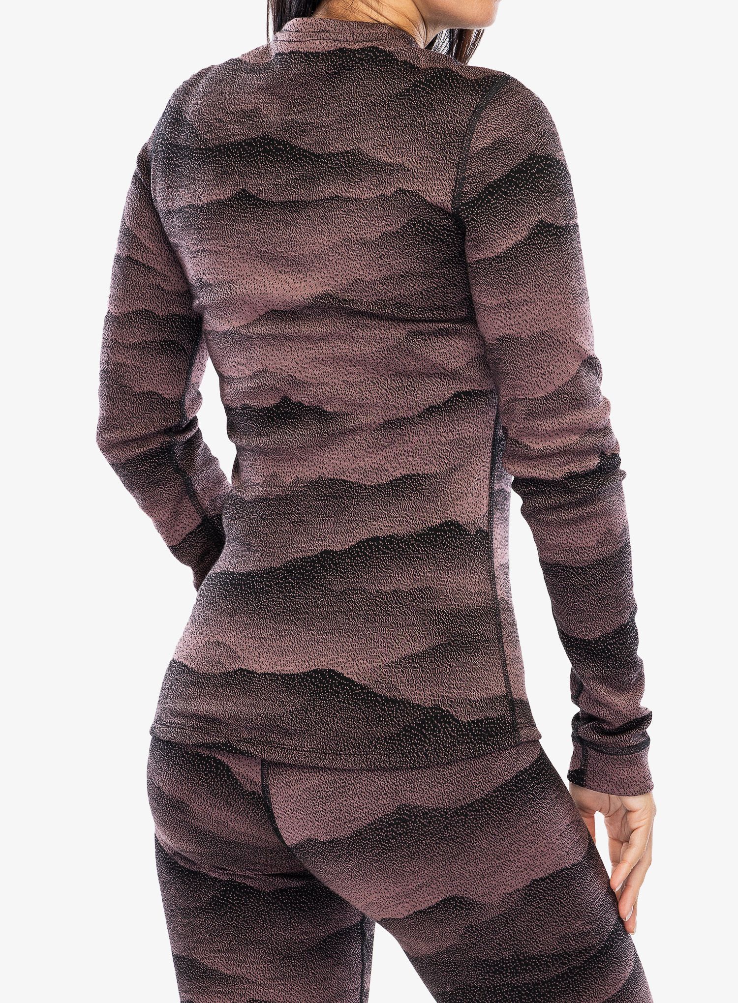 Ženska termo flis jopa Odlo Merino Ridgelines BL Top Crew Neck LS - fudge/black