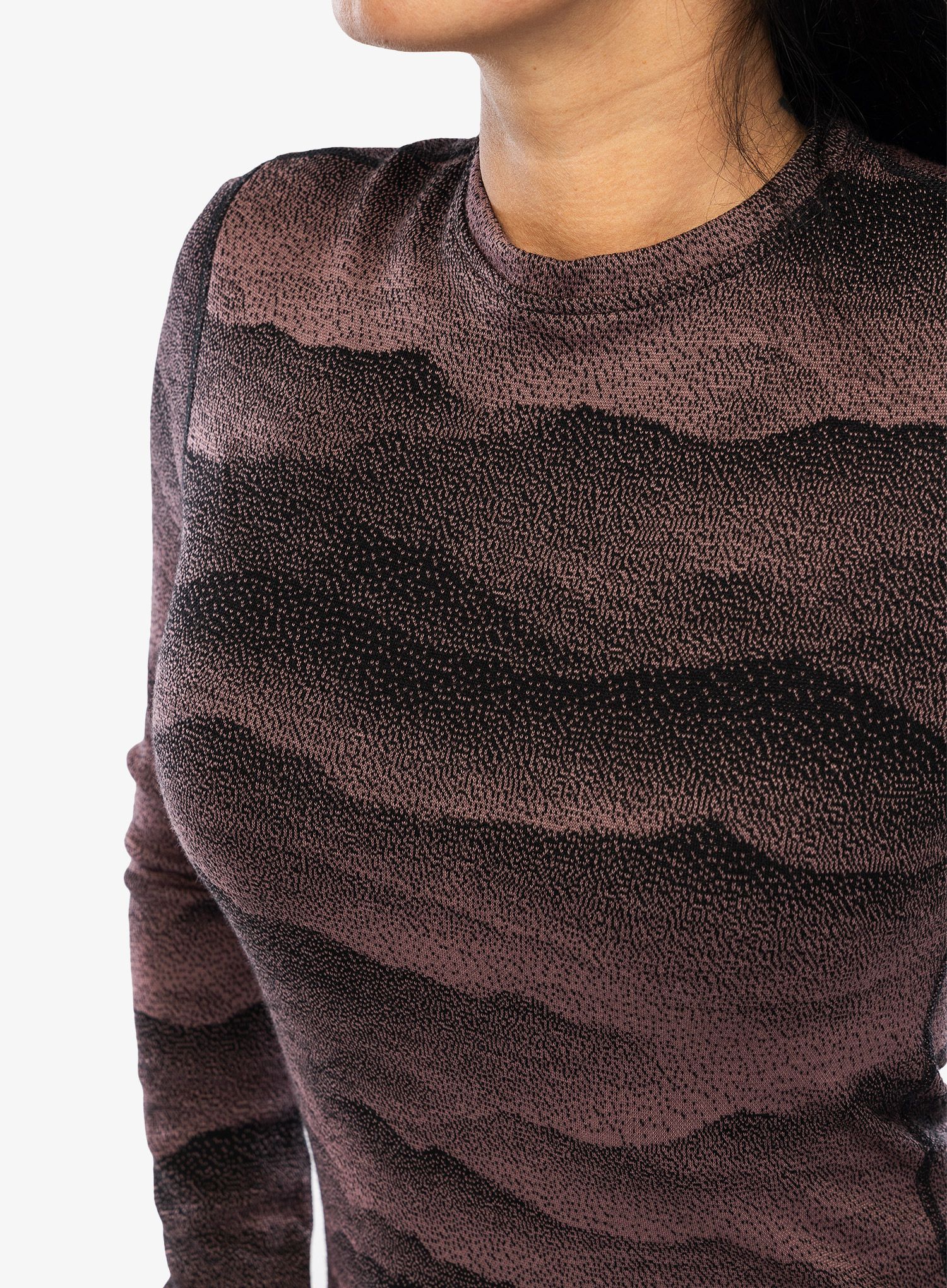 Ženska termo flis jopa Odlo Merino Ridgelines BL Top Crew Neck LS - fudge/black
