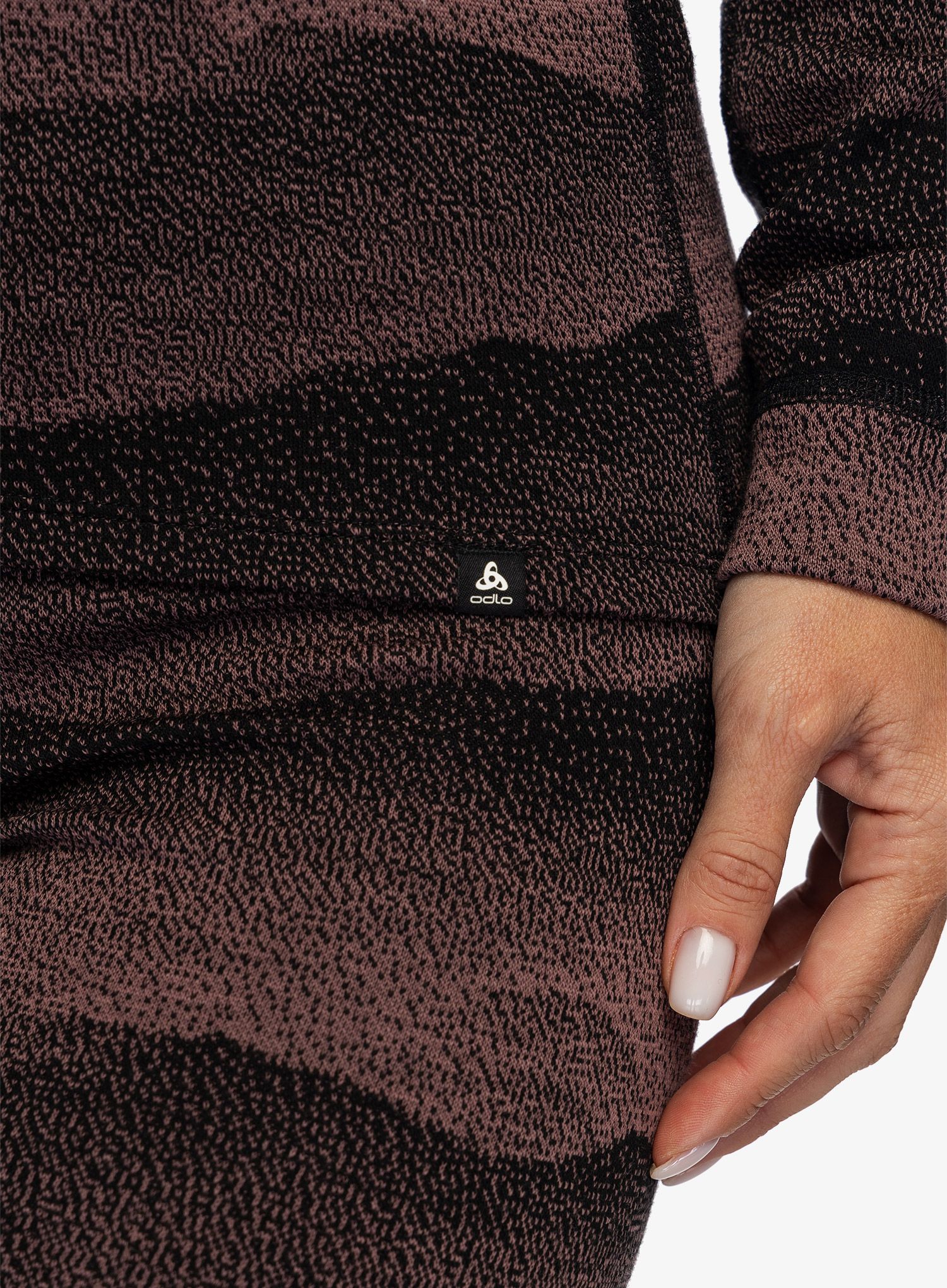 Ženska termo flis jopa Odlo Merino Ridgelines BL Top Crew Neck LS - fudge/black