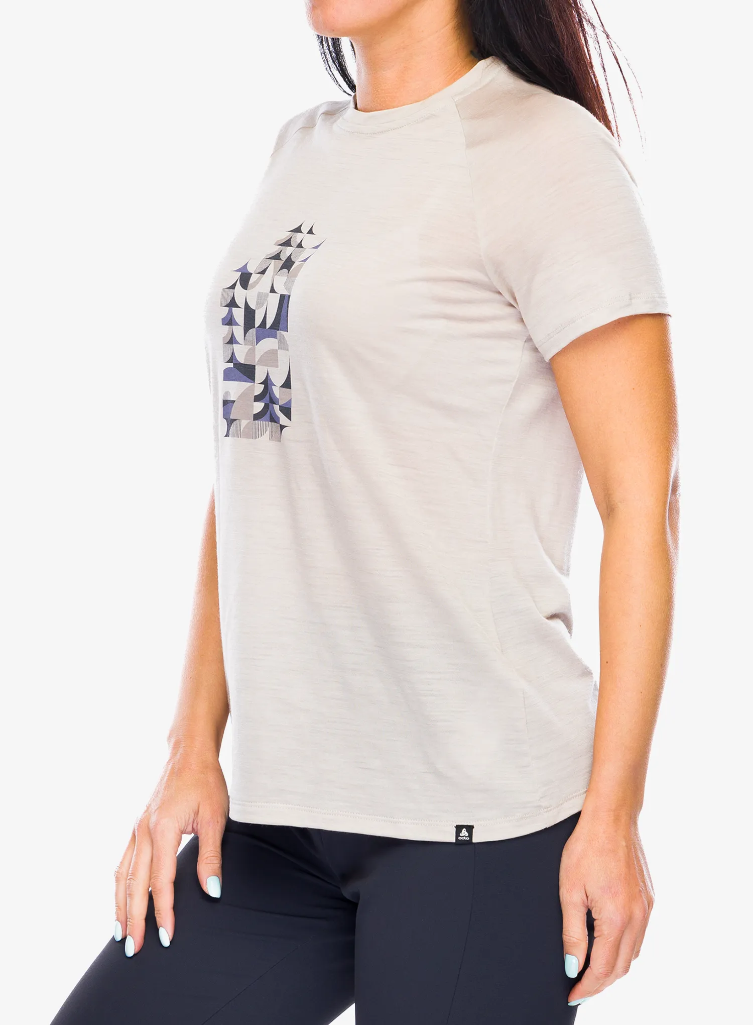 Ženska majica Odlo Merino Tencel 130 Heritage TS Crew Neck SS - silver cloud melange