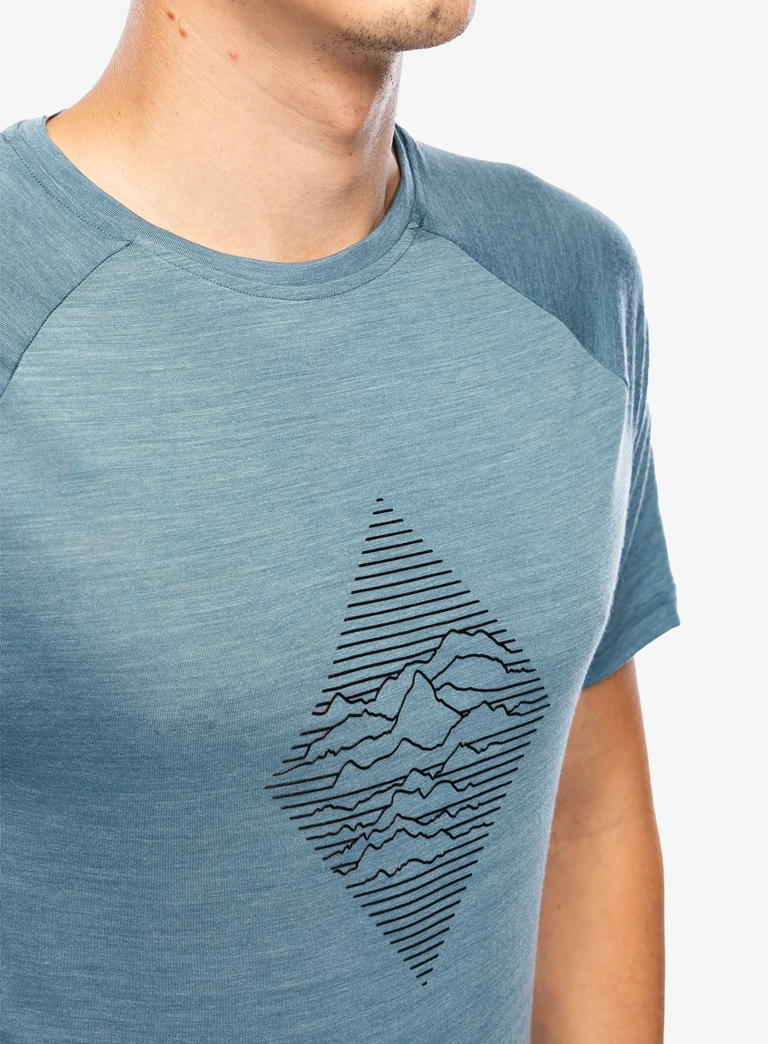 Majica Odlo Merino Tencel 130 Peaks TS Crew Neck SS - provincial blue melange