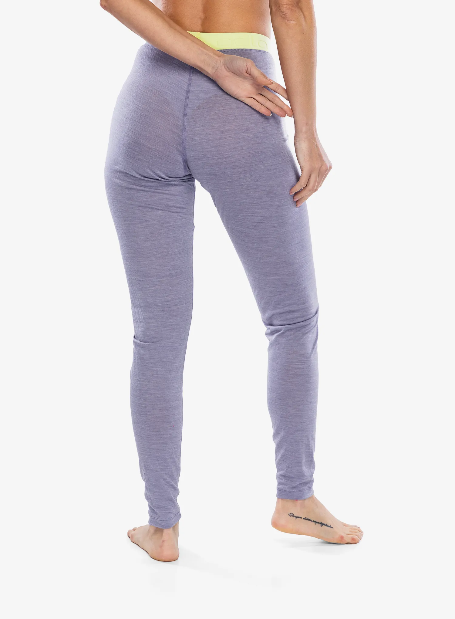 Ženske termo pajkice Odlo Natural Performance PW 150 BL Bottom Long - gray ridge melange/shadow lime