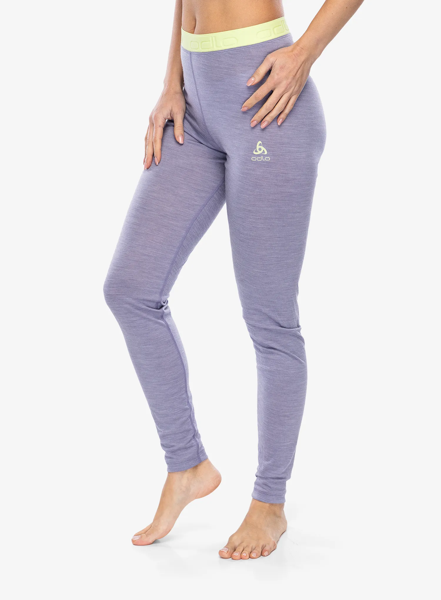 Ženske termo pajkice Odlo Natural Performance PW 150 BL Bottom Long - gray ridge melange/shadow lime
