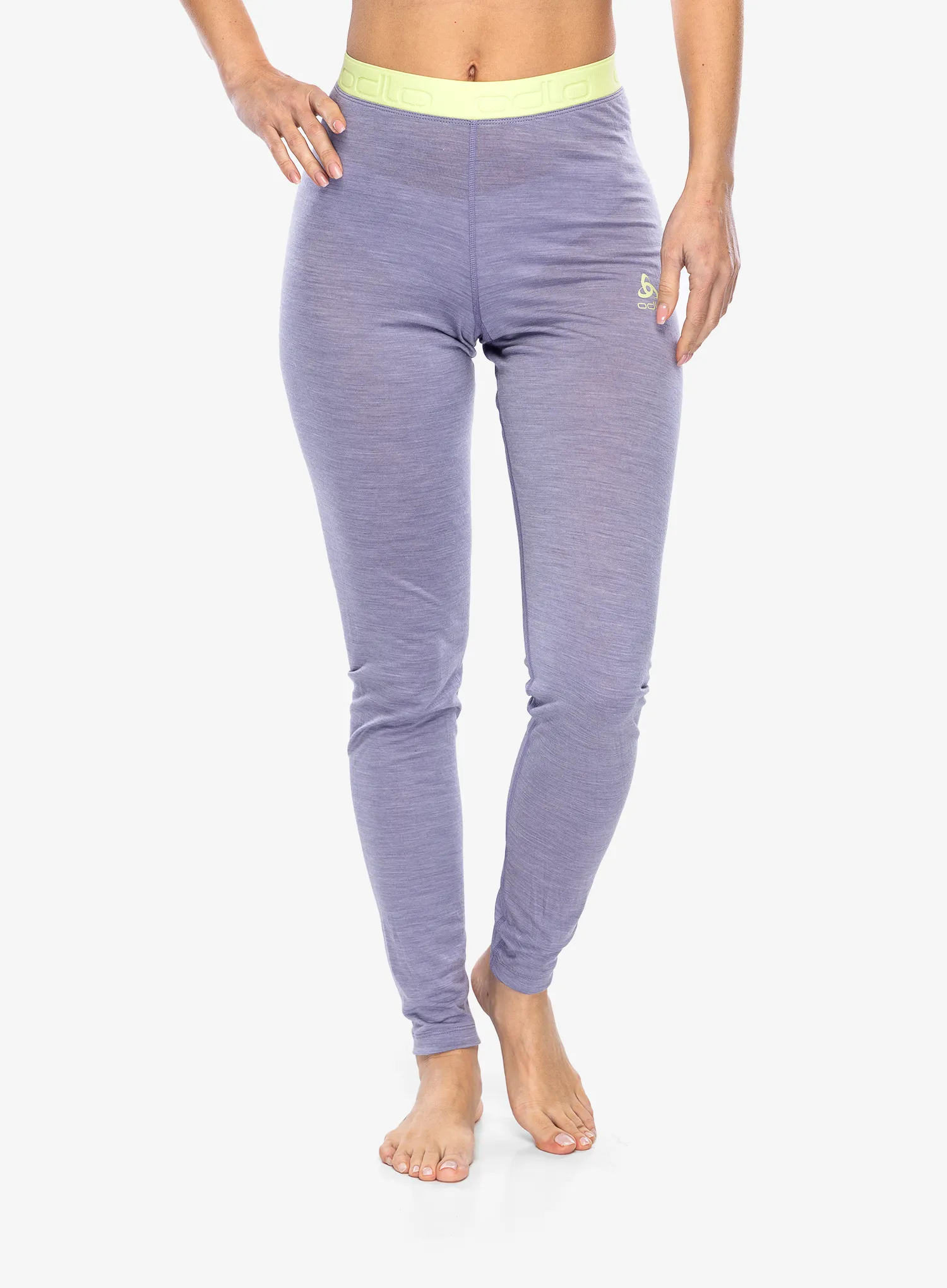 Ženske termo pajkice Odlo Natural Performance PW 150 BL Bottom Long - gray ridge melange/shadow lime
