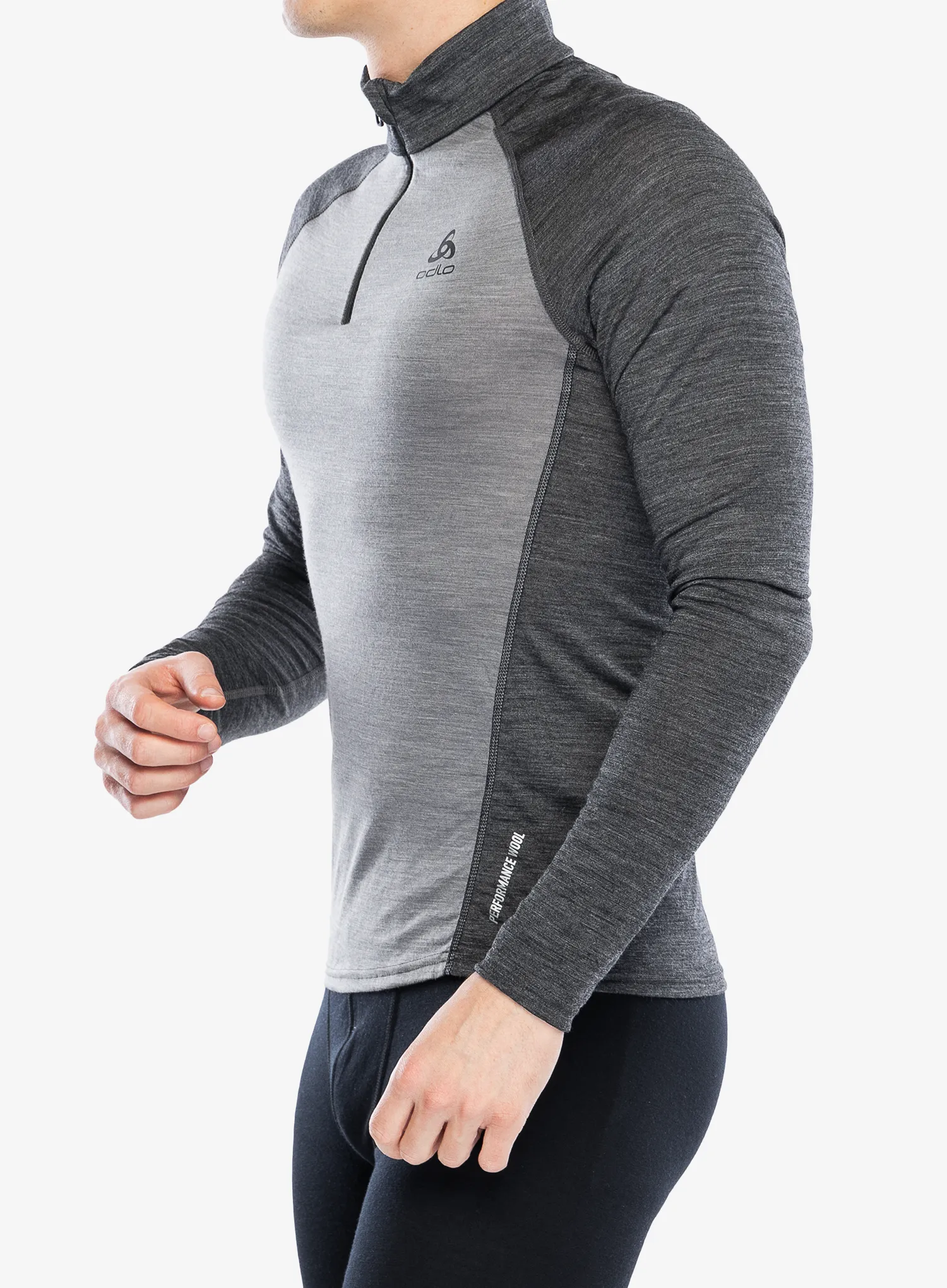 Termo flis jopa Odlo Natural Performance PW 150 BL Top Turtle Neck LS Half Zip - grey melange