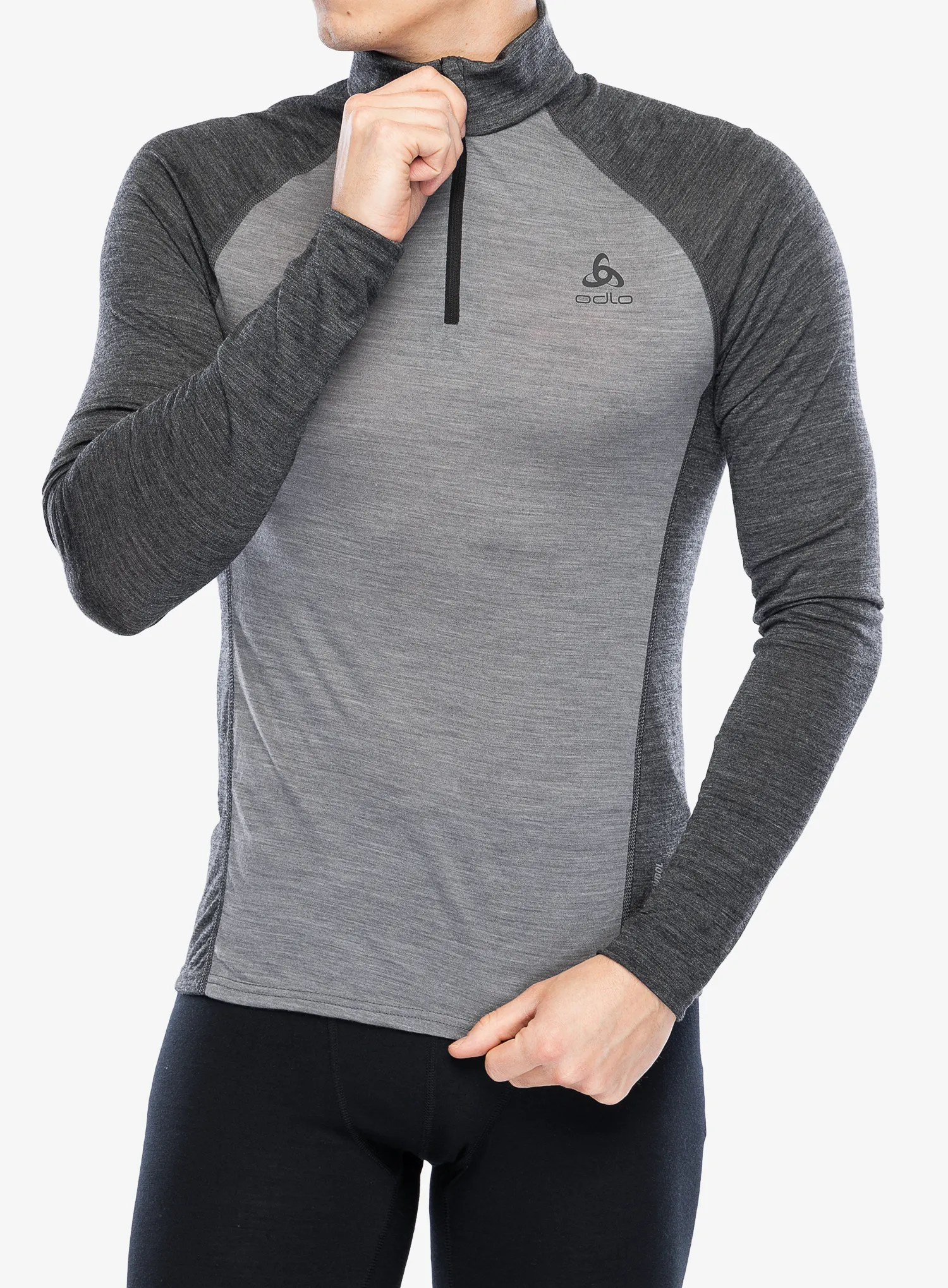 Termo flis jopa Odlo Natural Performance PW 150 BL Top Turtle Neck LS Half Zip - grey melange