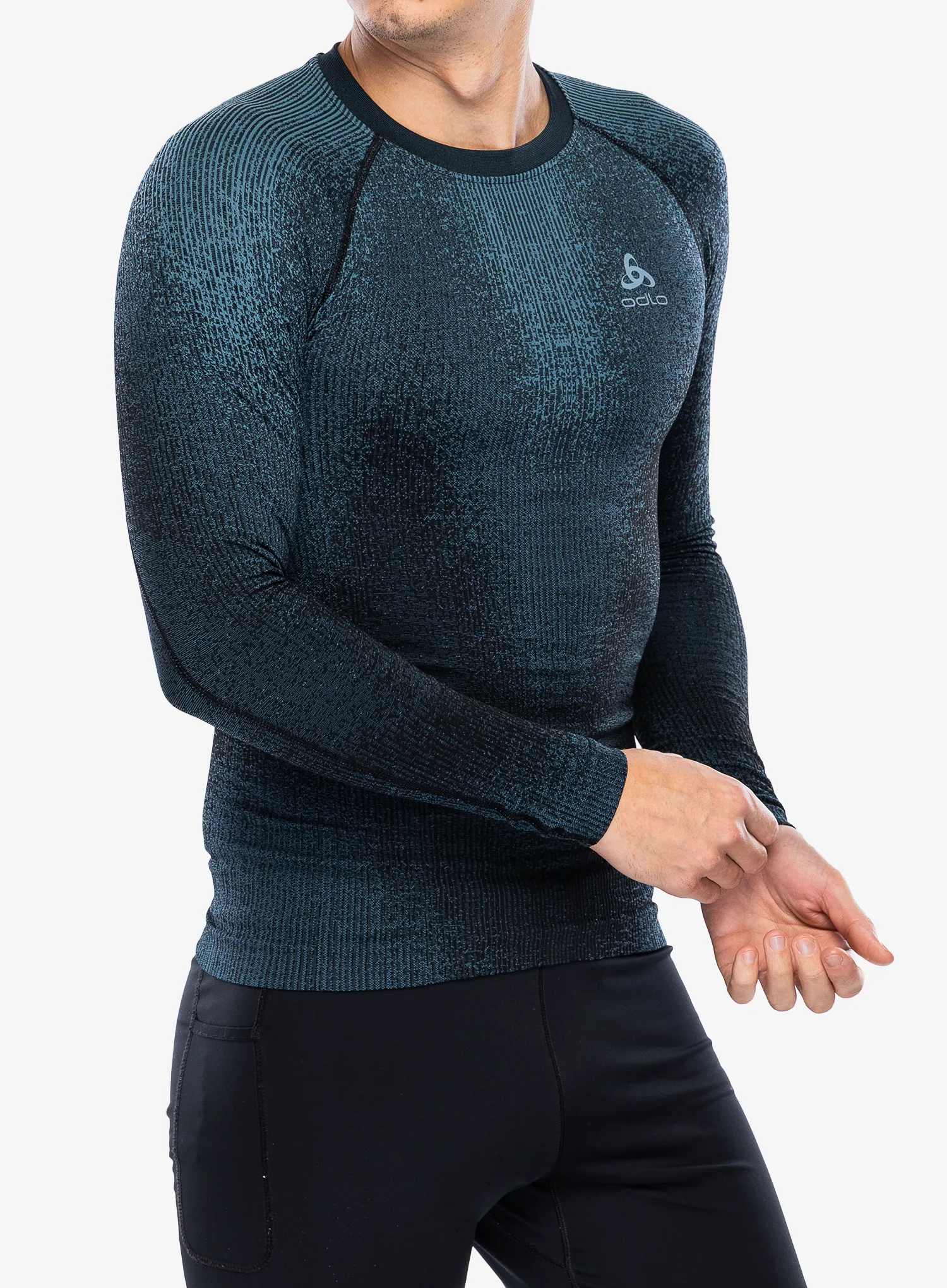 Termo flis jopa Odlo Performance Warm Blackcomb BL Top Crew Neck LS - provincial blue
