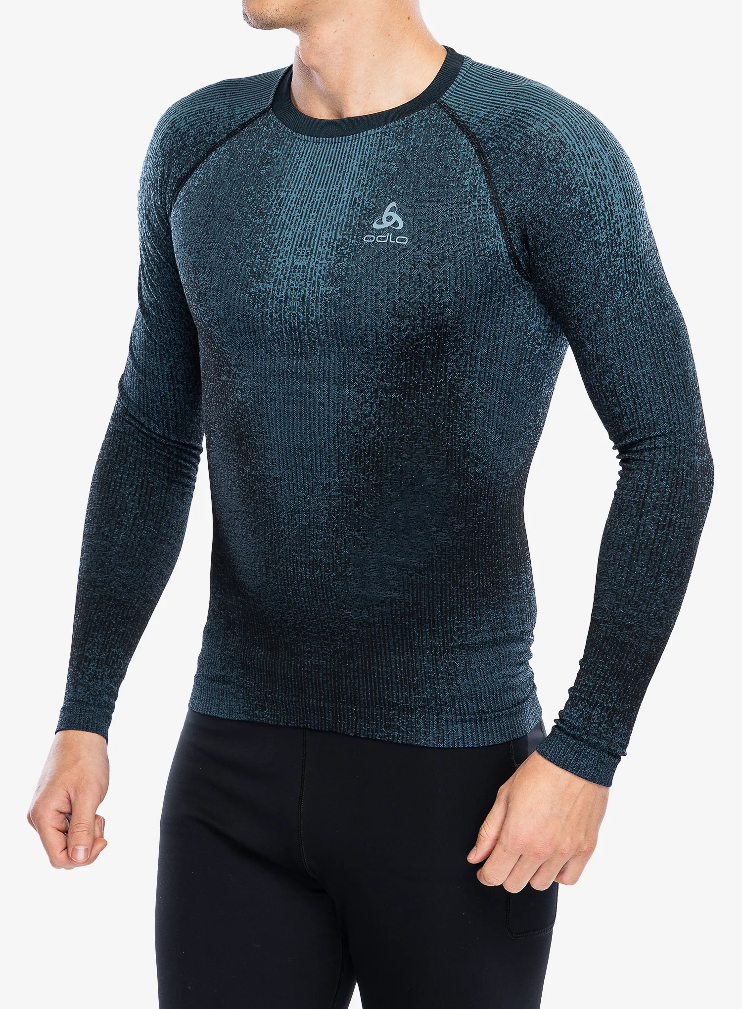 Termo flis jopa Odlo Performance Warm Blackcomb BL Top Crew Neck LS - provincial blue